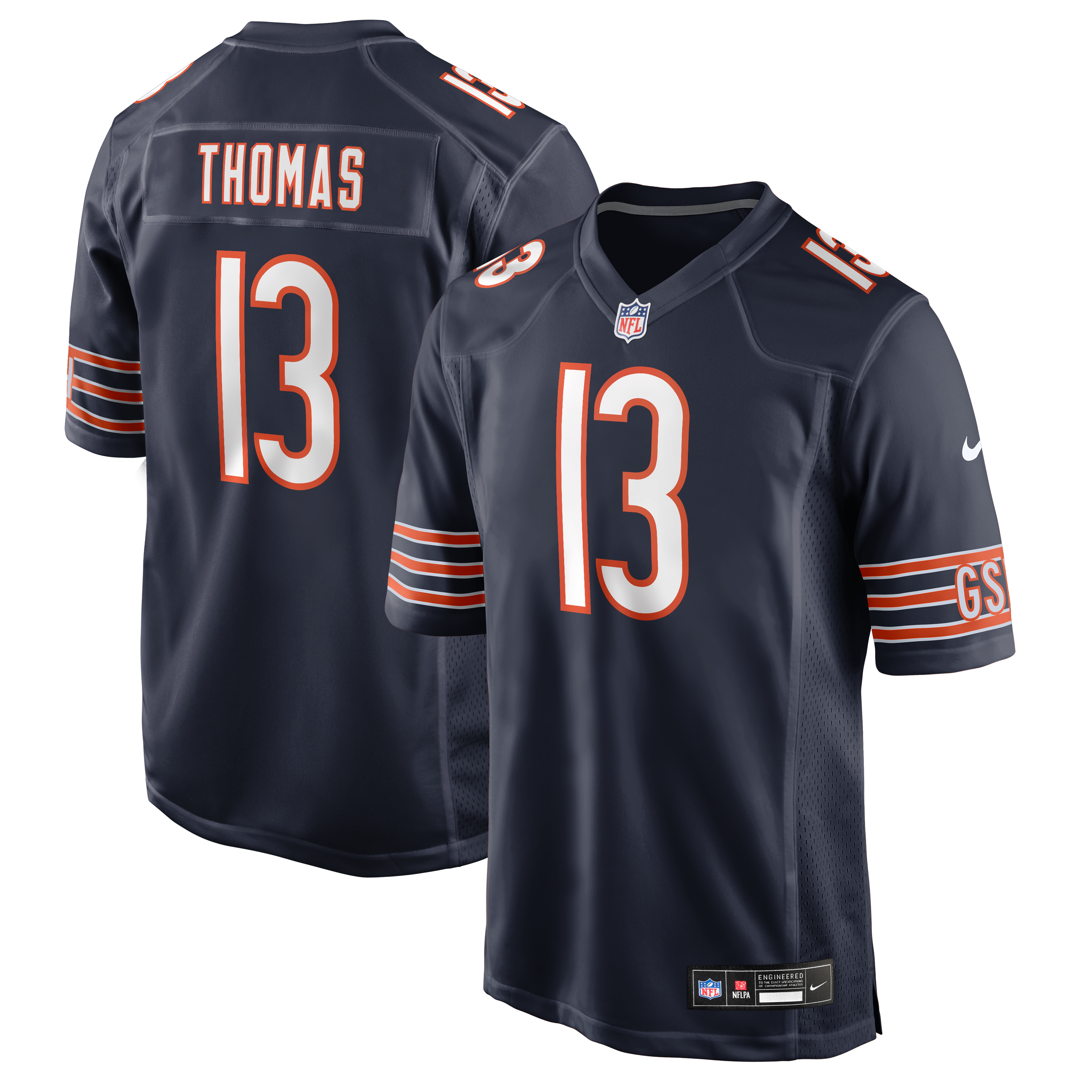 Maillot de match Nike Zavion Thomas bleu marine des Chicago Bears pour homme