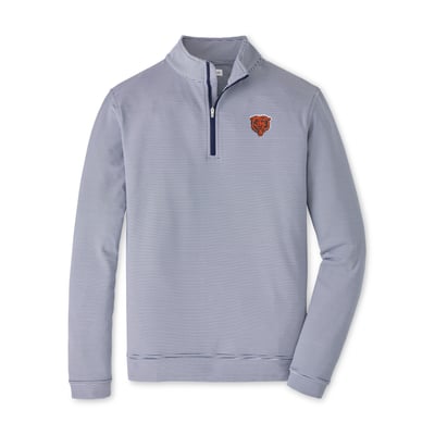 Chicago Bears Peter Millar Perth Sugar Stripe Performance Quarter-Zip Pullover - Navy/White