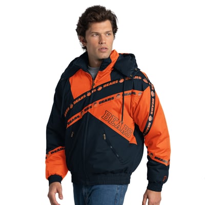 Chicago Bears Pro Player Double Tape Full-Zip Jacket with Detachable Hood - Navy