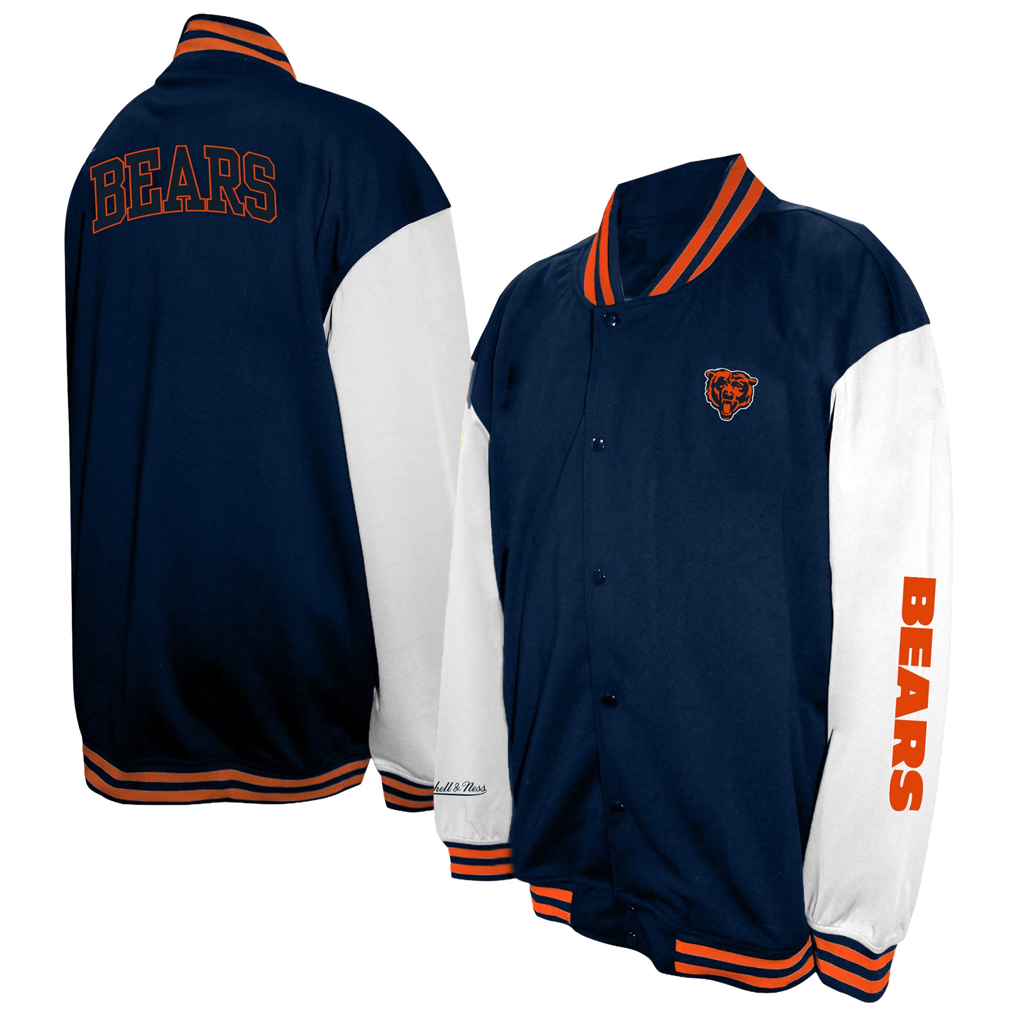 Men's Profile Navy Chicago Bears Big & Tall Full-Snap Varsity Jacket