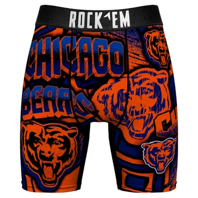  Chicago Bears Rock Em Socks Sketched Out Boxer Briefs - Navy