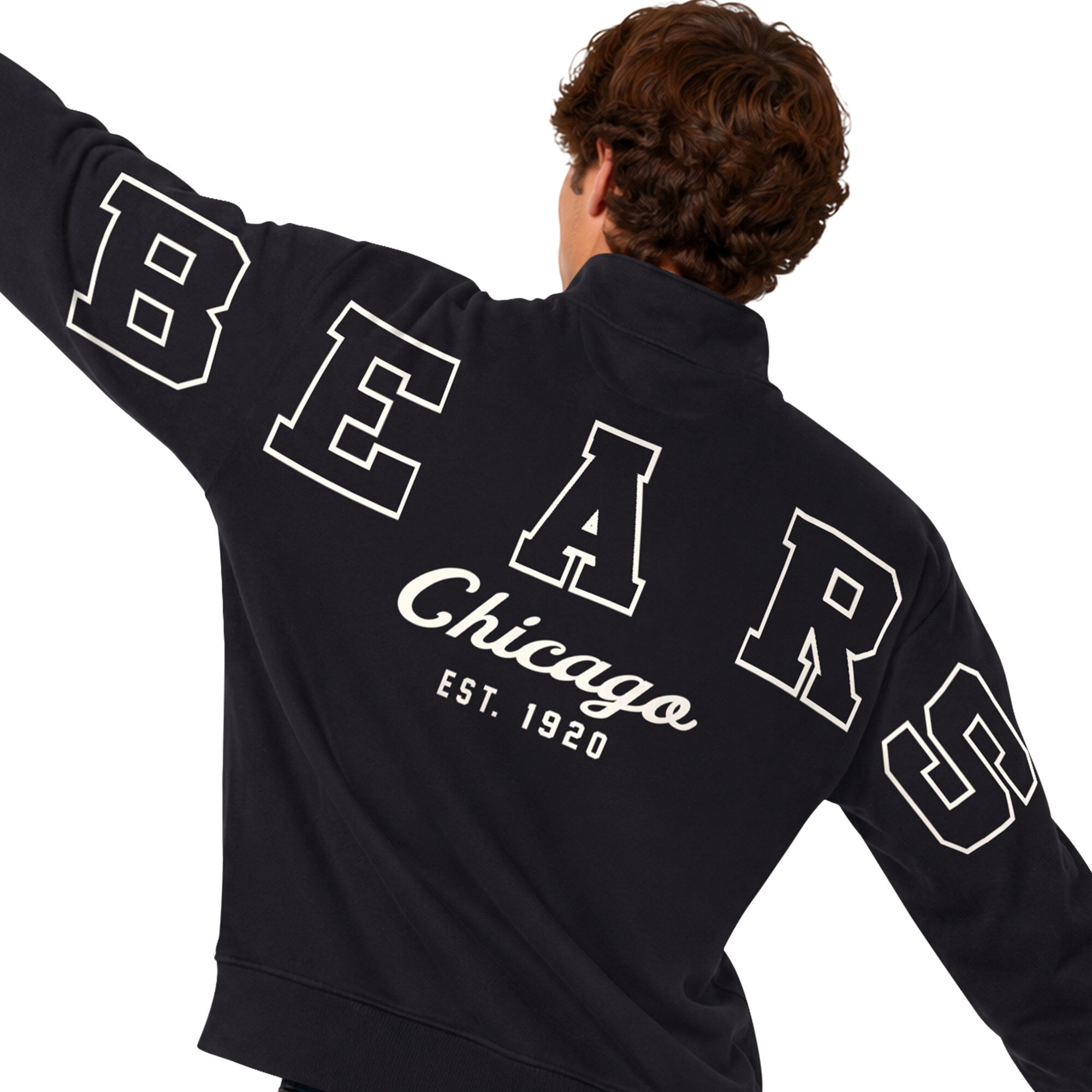 Men's Starter  Black Chicago Bears Thursday Night Gridiron Batwing Quarter-Zip Sweatshirt