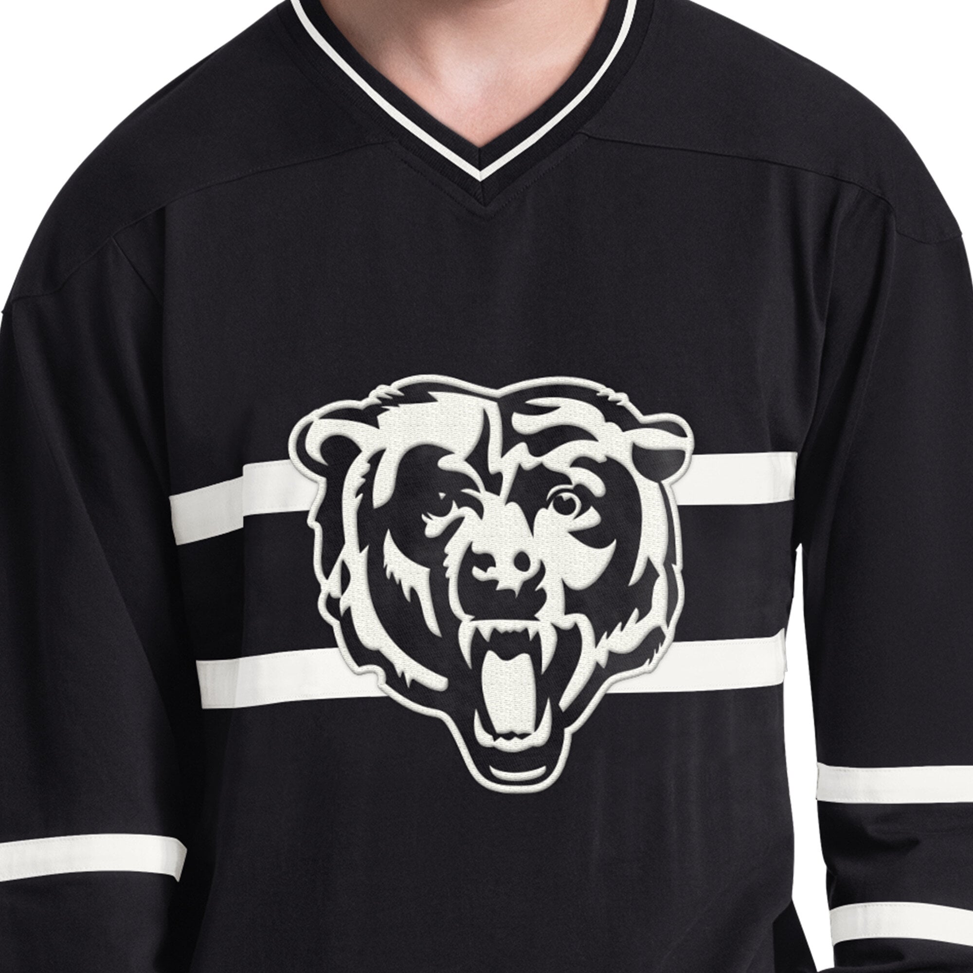 T-shirt à manches longues Starter noir et blanc Chicago Bears pour homme