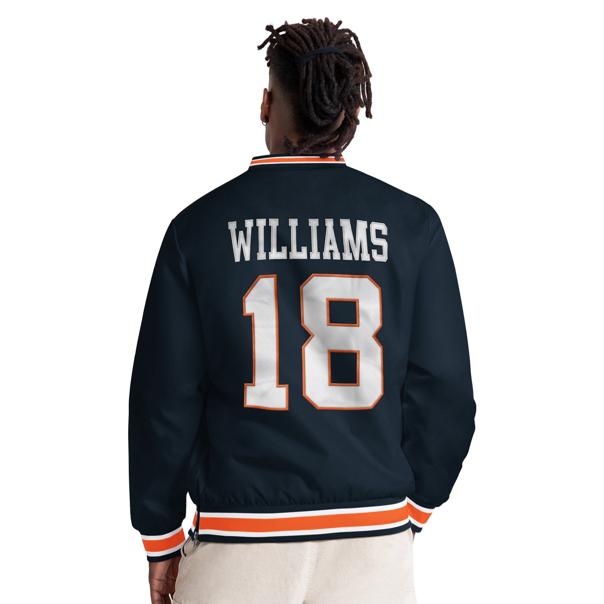 Pull à col en V Starter Caleb Williams bleu marine Chicago Bears pour homme