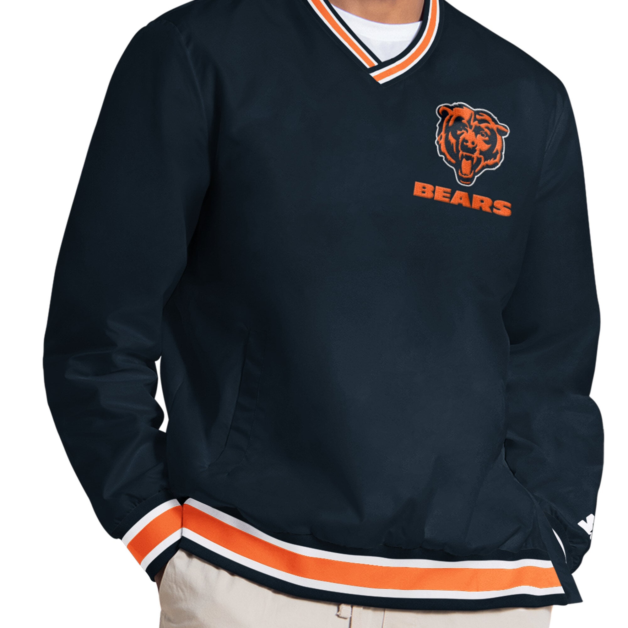 Pull à col en V Starter Caleb Williams bleu marine Chicago Bears pour homme