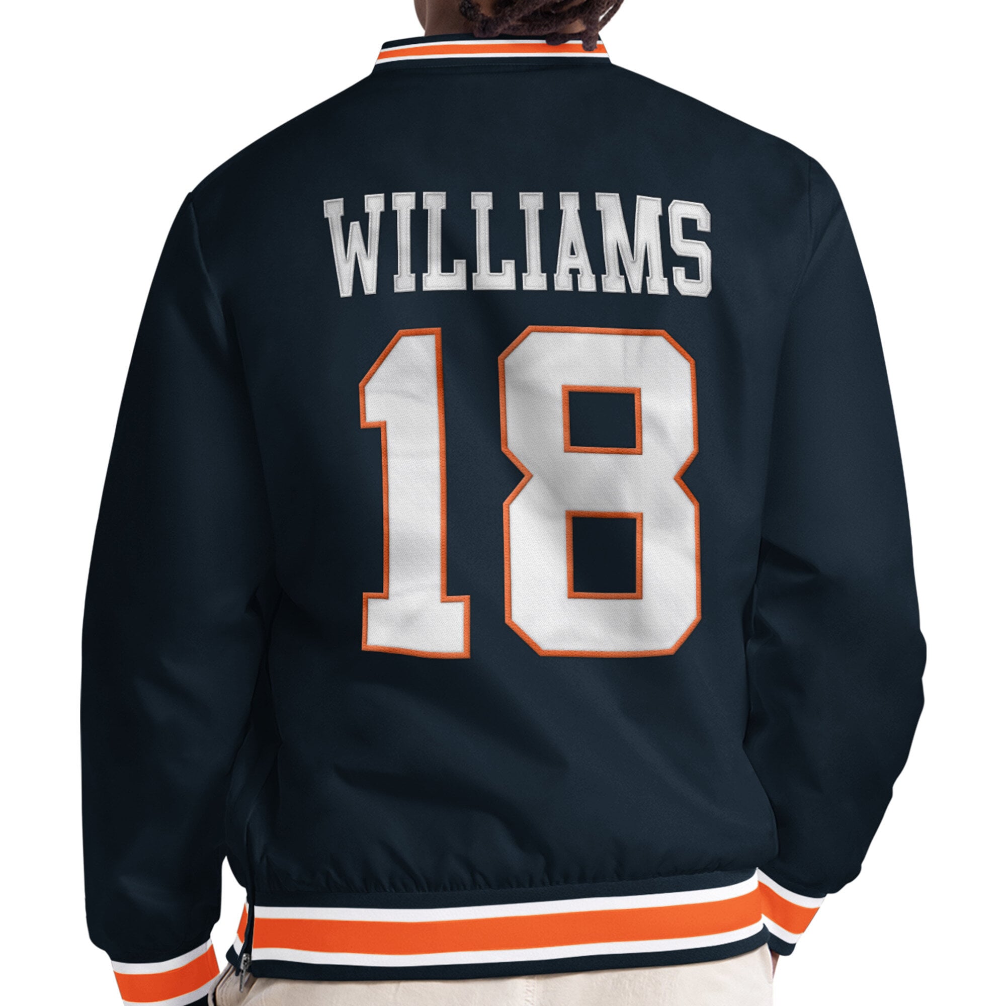 Pull à col en V Starter Caleb Williams bleu marine Chicago Bears pour homme