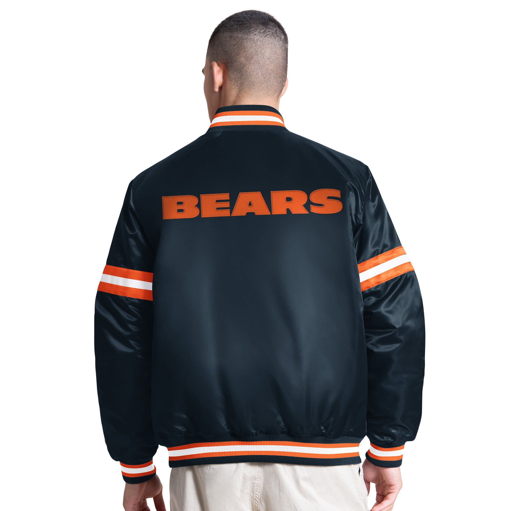 Veste universitaire Starter bleu marine Chicago Bears Courtside à boutons-pression pour homme