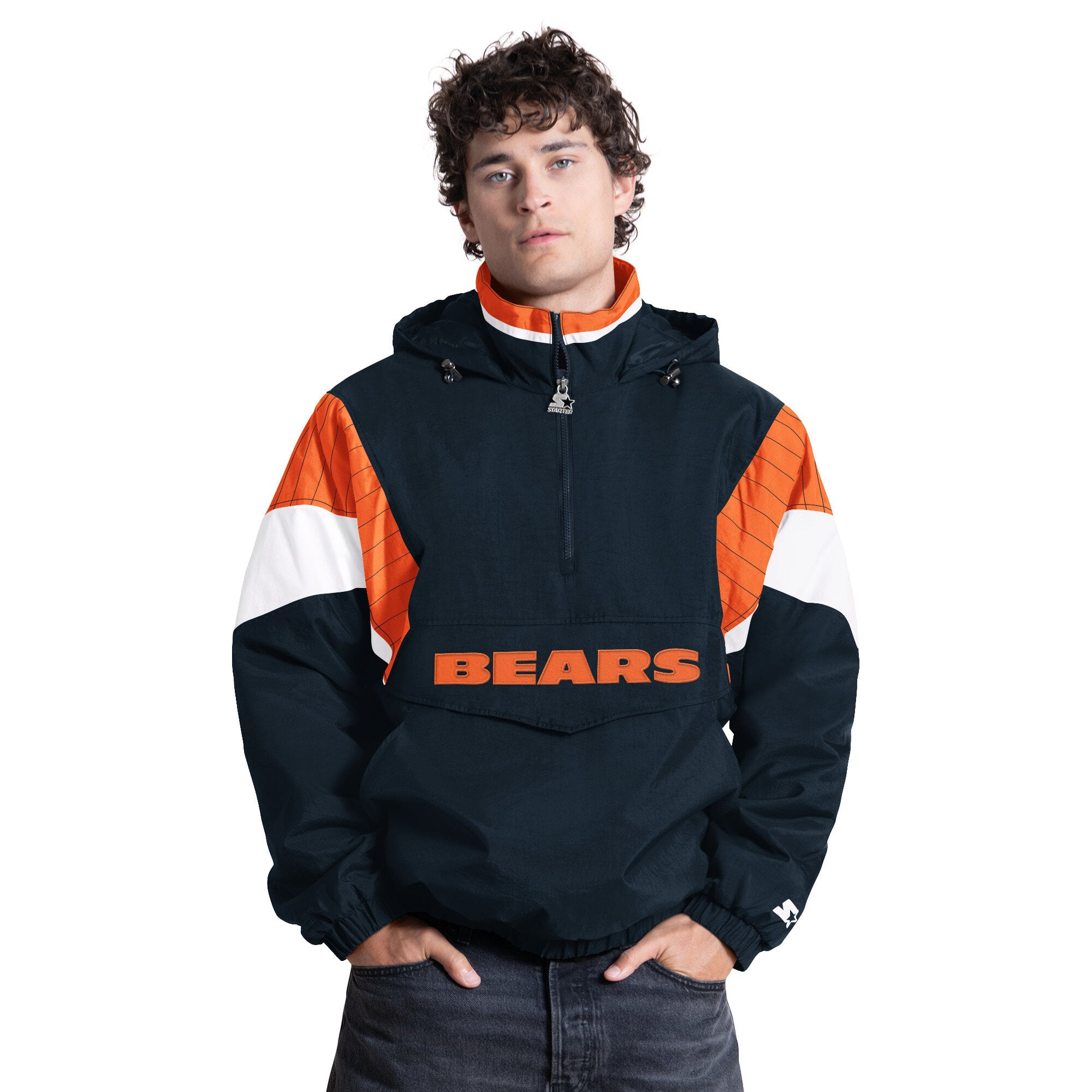 Veste à capuche demi-zip Starter bleu marine Chicago Bears pour homme