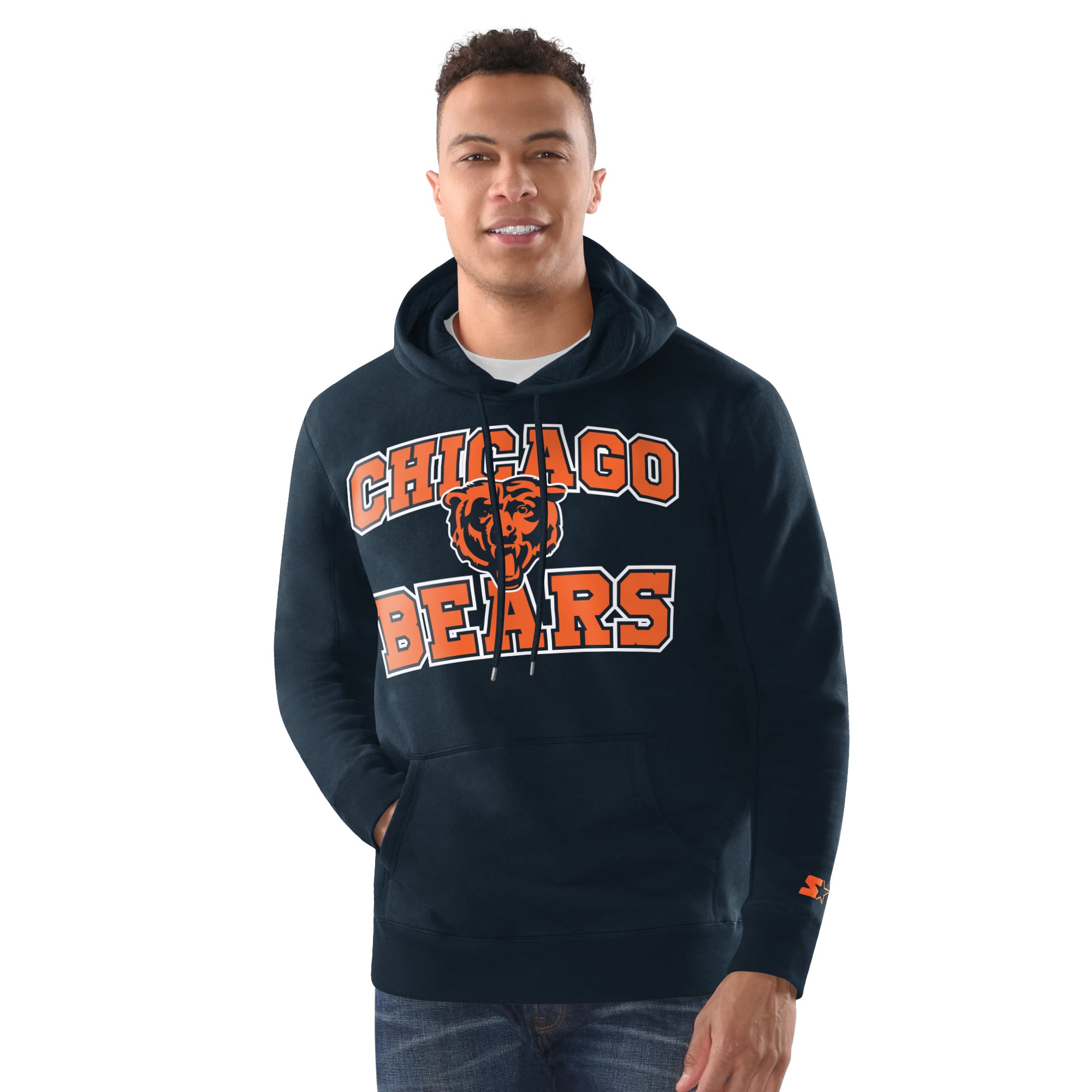 Men's Starter Navy Chicago Bears Hoodie and Cuffed Knit Hat Combo Pack