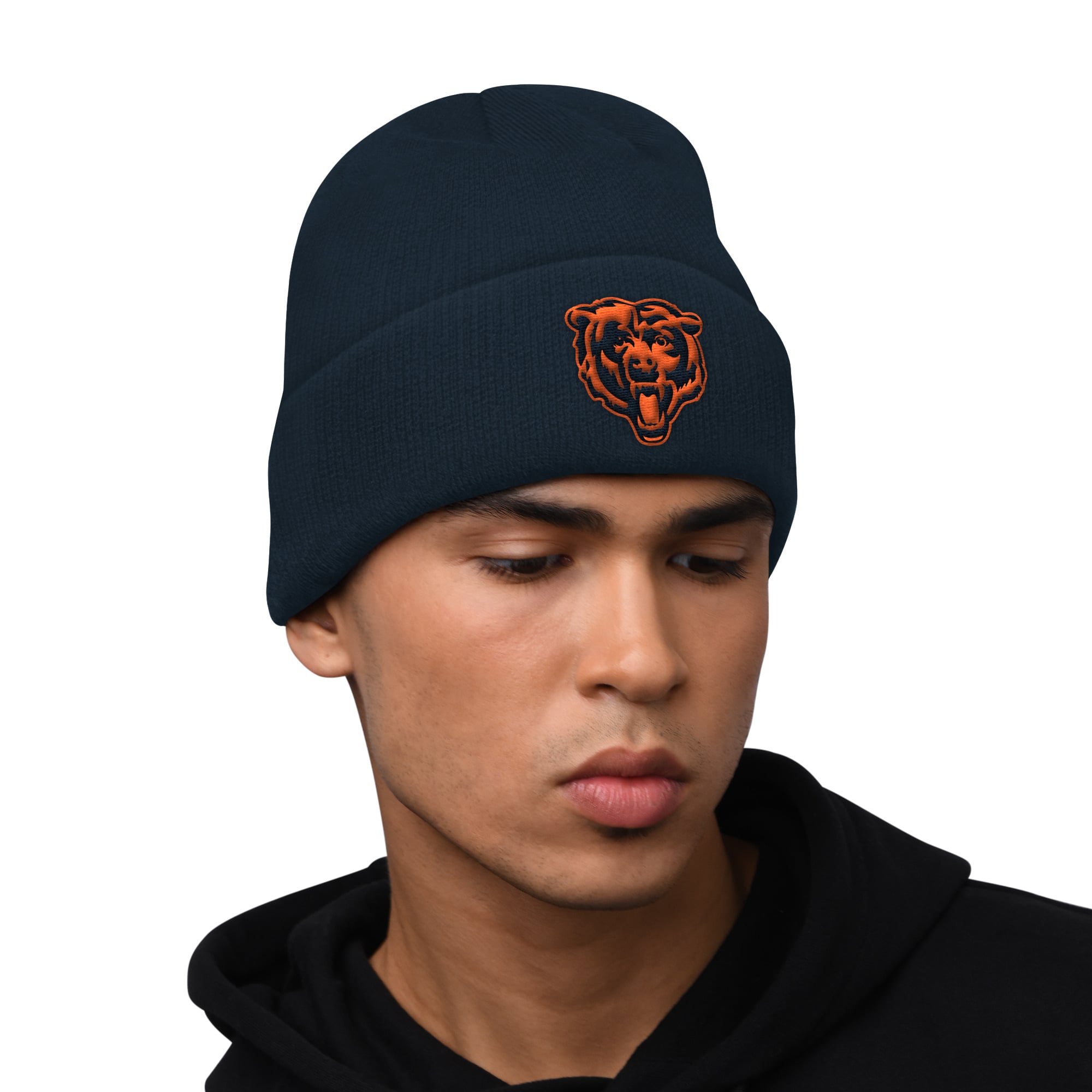Men's Starter Navy Chicago Bears Hoodie and Cuffed Knit Hat Combo Pack