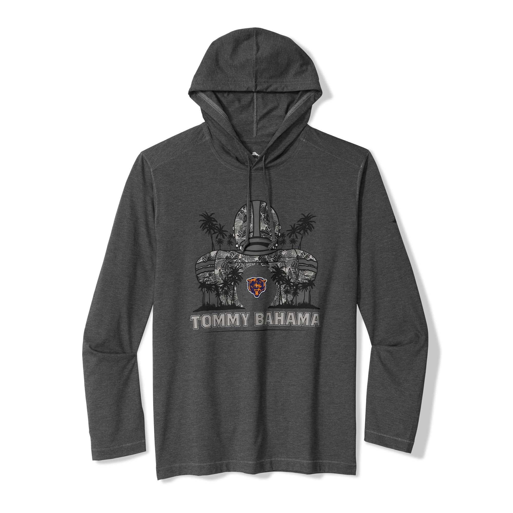 Men's Tommy Bahama Black Chicago Bears Backfield Bay Pullover Hoodie