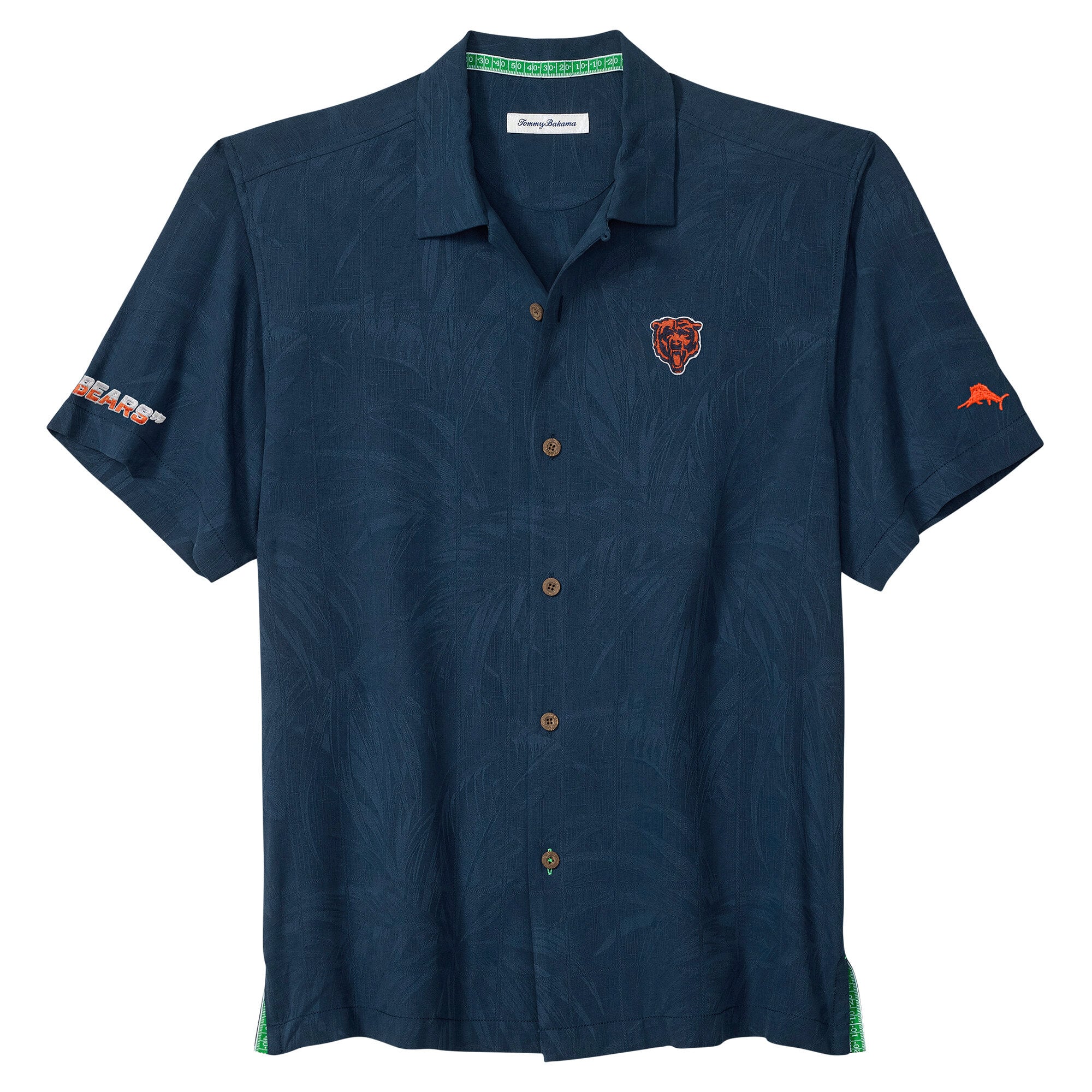 Chemise boutonnée Tommy Bahama Navy Chicago Bears Endzone Paradise IslandZone pour homme