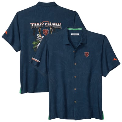  Chicago Bears Tommy Bahama Endzone Paradise IslandZone Button-Up Shirt - Navy