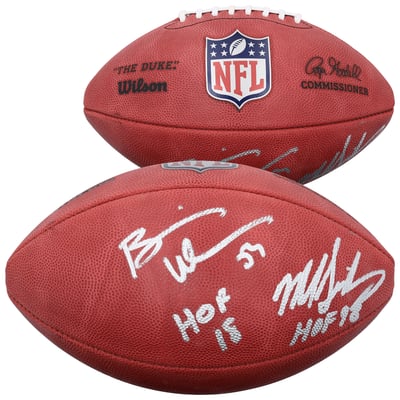 Mike Singletary & Brian Urlacher Chicago Bears Autographed Fanatics Authentic Wilson Duke Full Color Football with Multiple Inscriptions