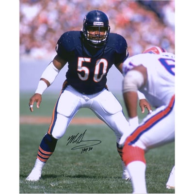 Mike Singletary Chicago Bears Fanatics Authentic Autographed 16" x 20" Navy Jersey Vertical Photograph with "HOF 98" Inscription