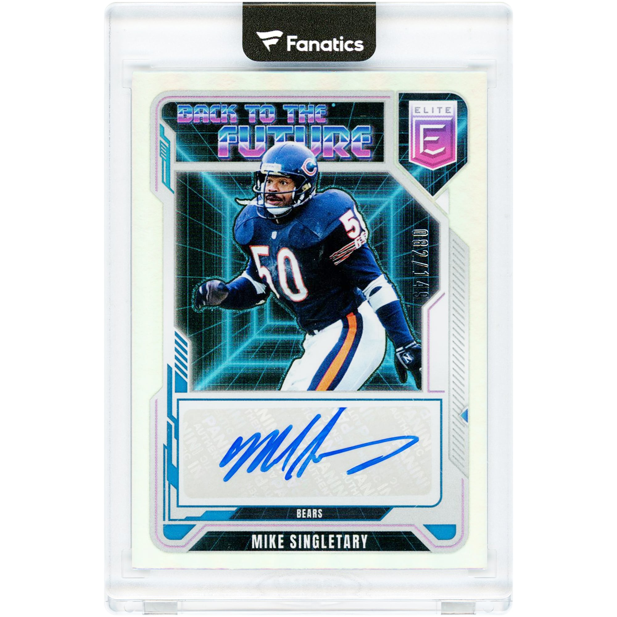 Carte autographiée de Mike Singletary (Chicago Bears) - Panini Donruss Elite Retour vers le futur 2025 #BFS-MSY #82/149