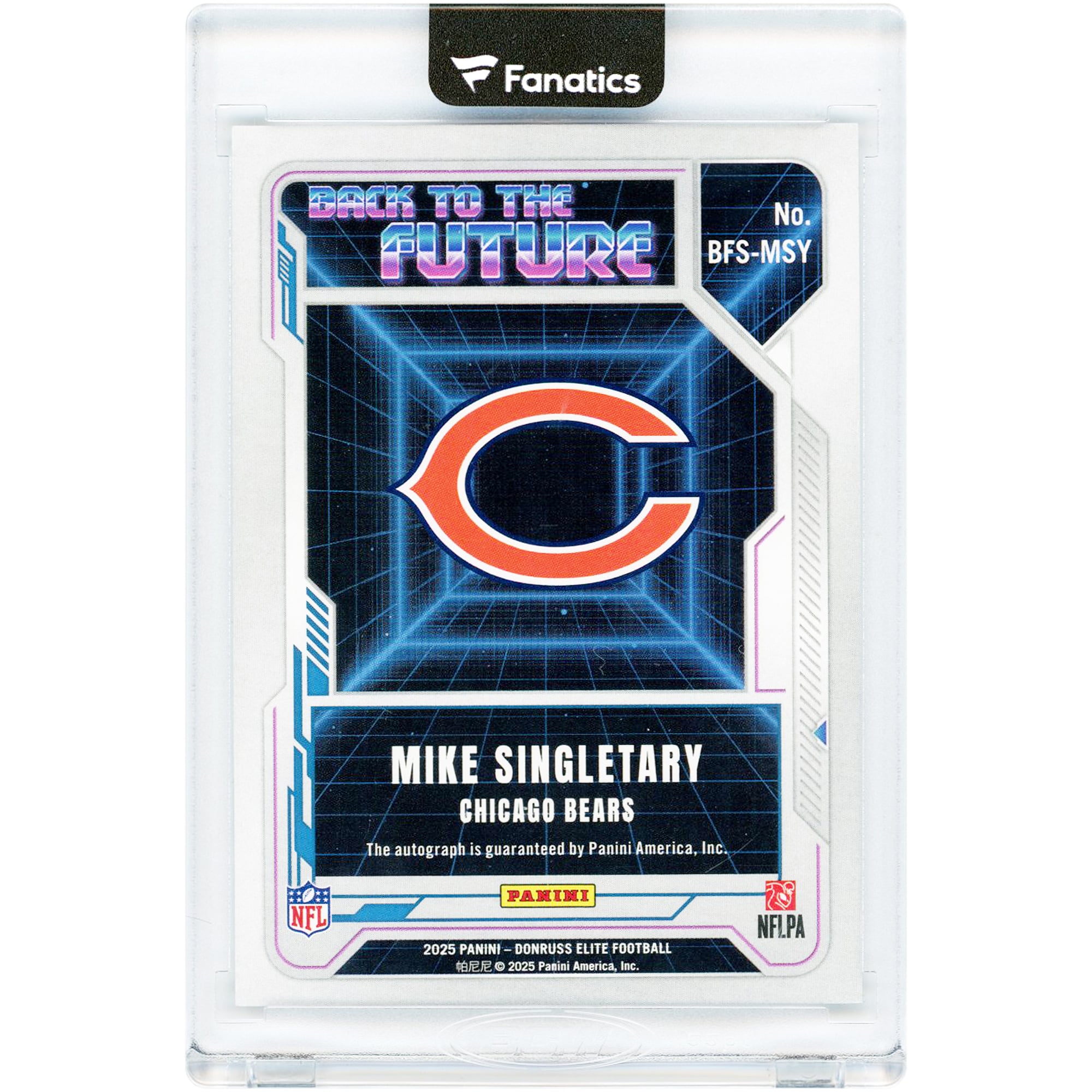 Carte autographiée de Mike Singletary (Chicago Bears) - Panini Donruss Elite Retour vers le futur 2025 #BFS-MSY #82/149