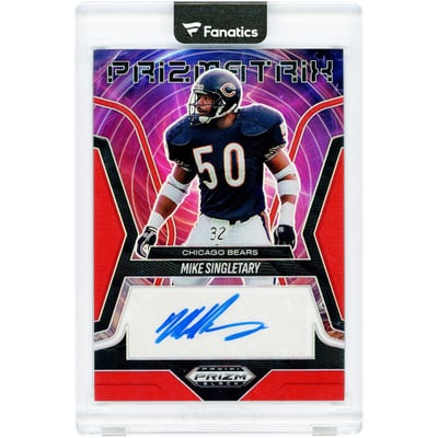 Mike Singletary Chicago Bears Autographed 2025 Panini Prizm Black Prizmatrix Signatures Red Prizm #PS-MSY #93/99 Card