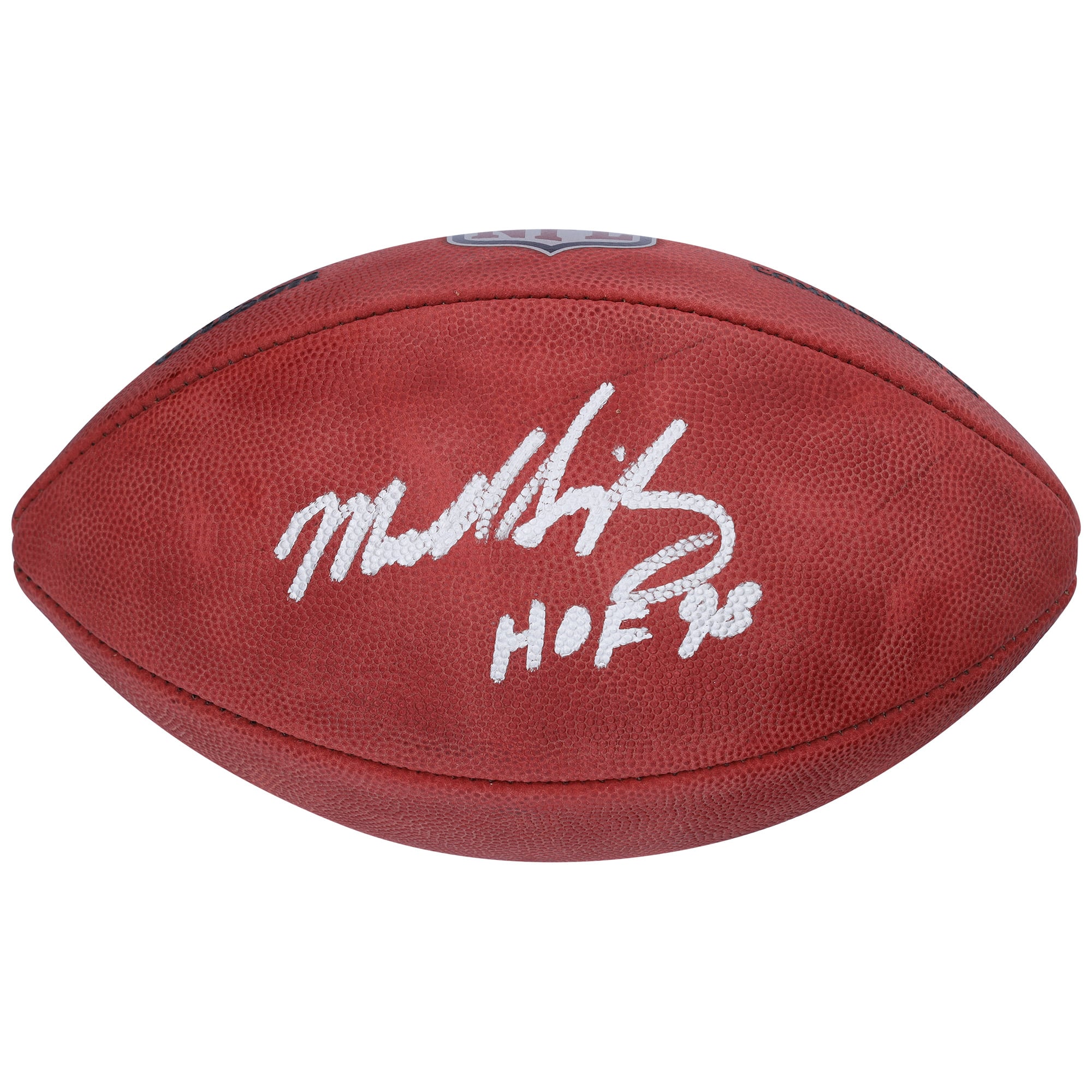 Ballon de football en couleur autographié par Mike Singletary des Chicago Bears avec l'inscription « HOF 98 »