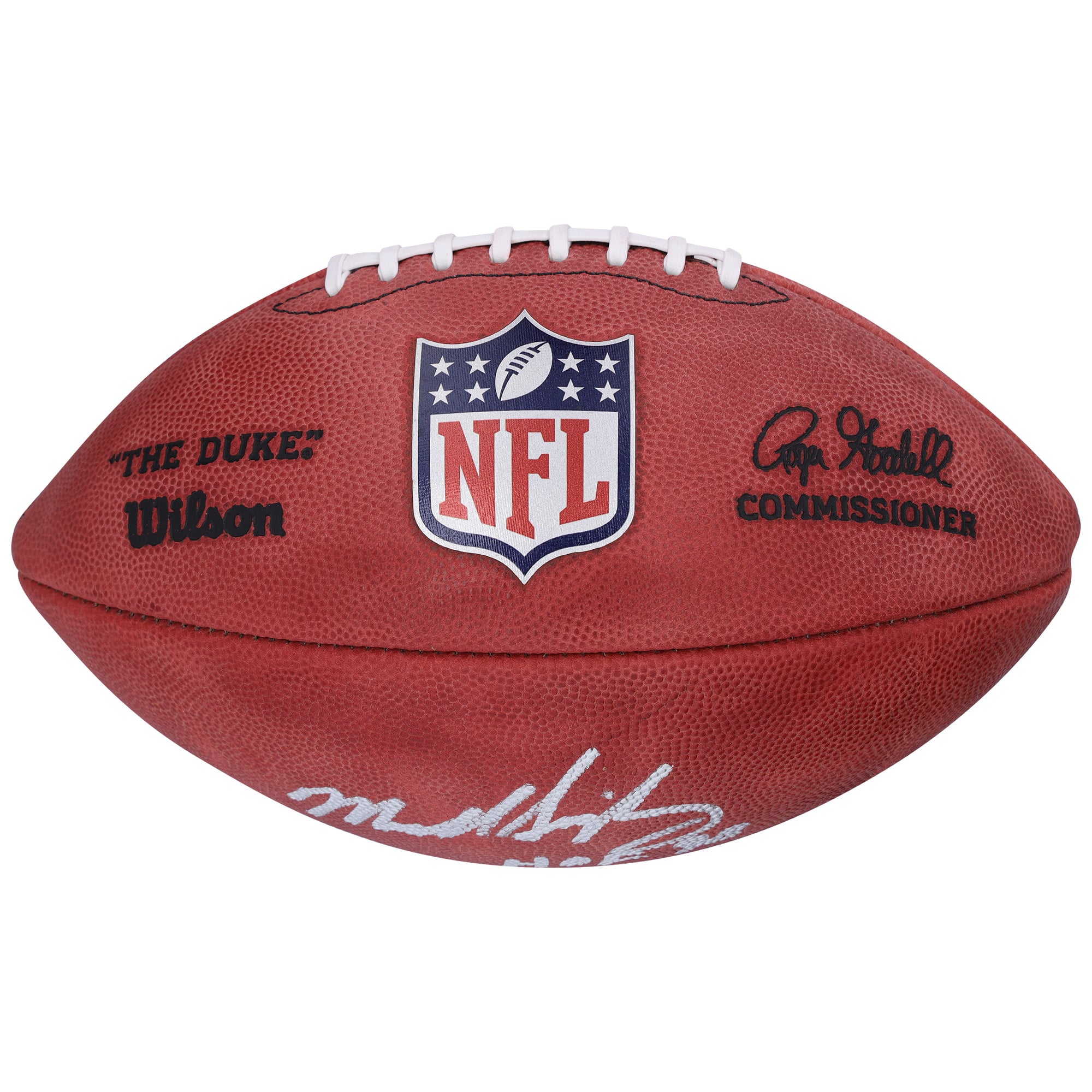 Ballon de football en couleur autographié par Mike Singletary des Chicago Bears avec l'inscription « HOF 98 »