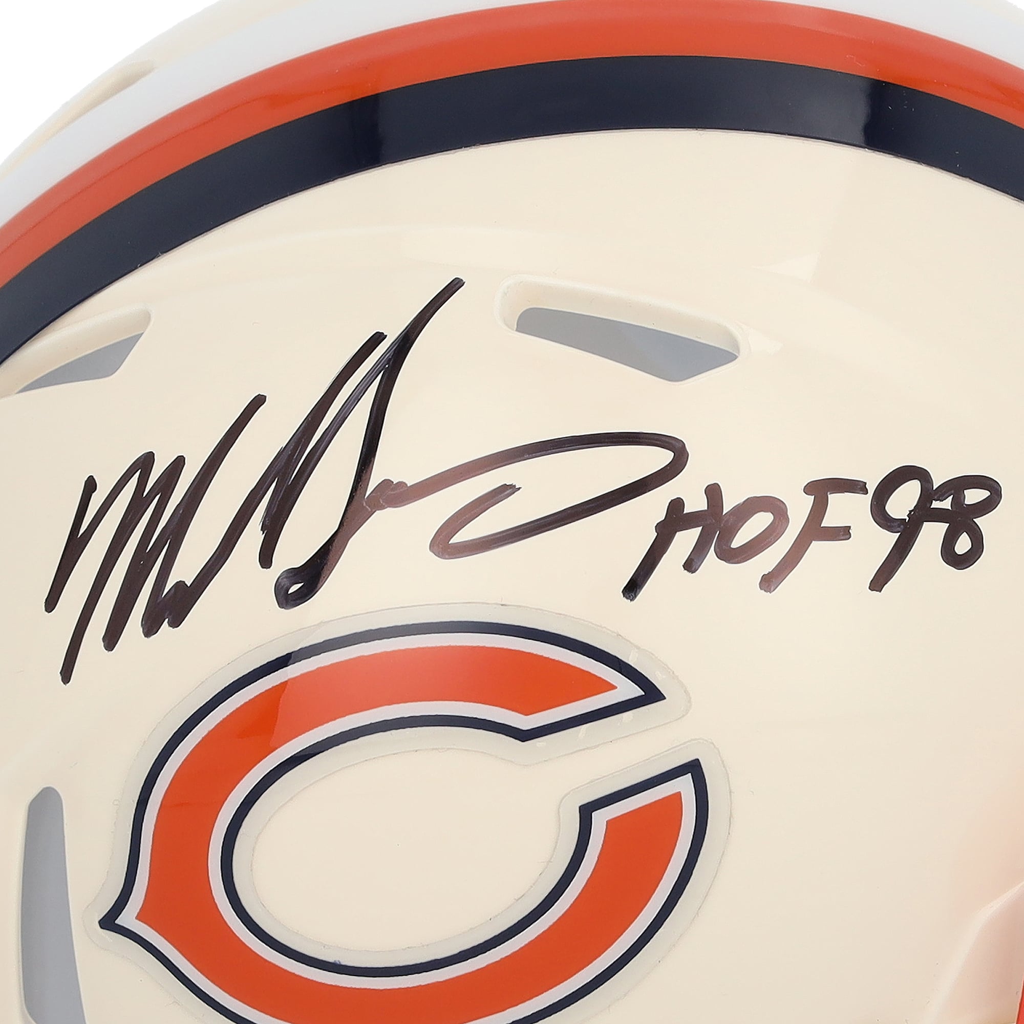 Casque miniature rétro Riddell Speed ​​autographié par Mike Singletary des Chicago Bears avec inscription « HOF 98 »