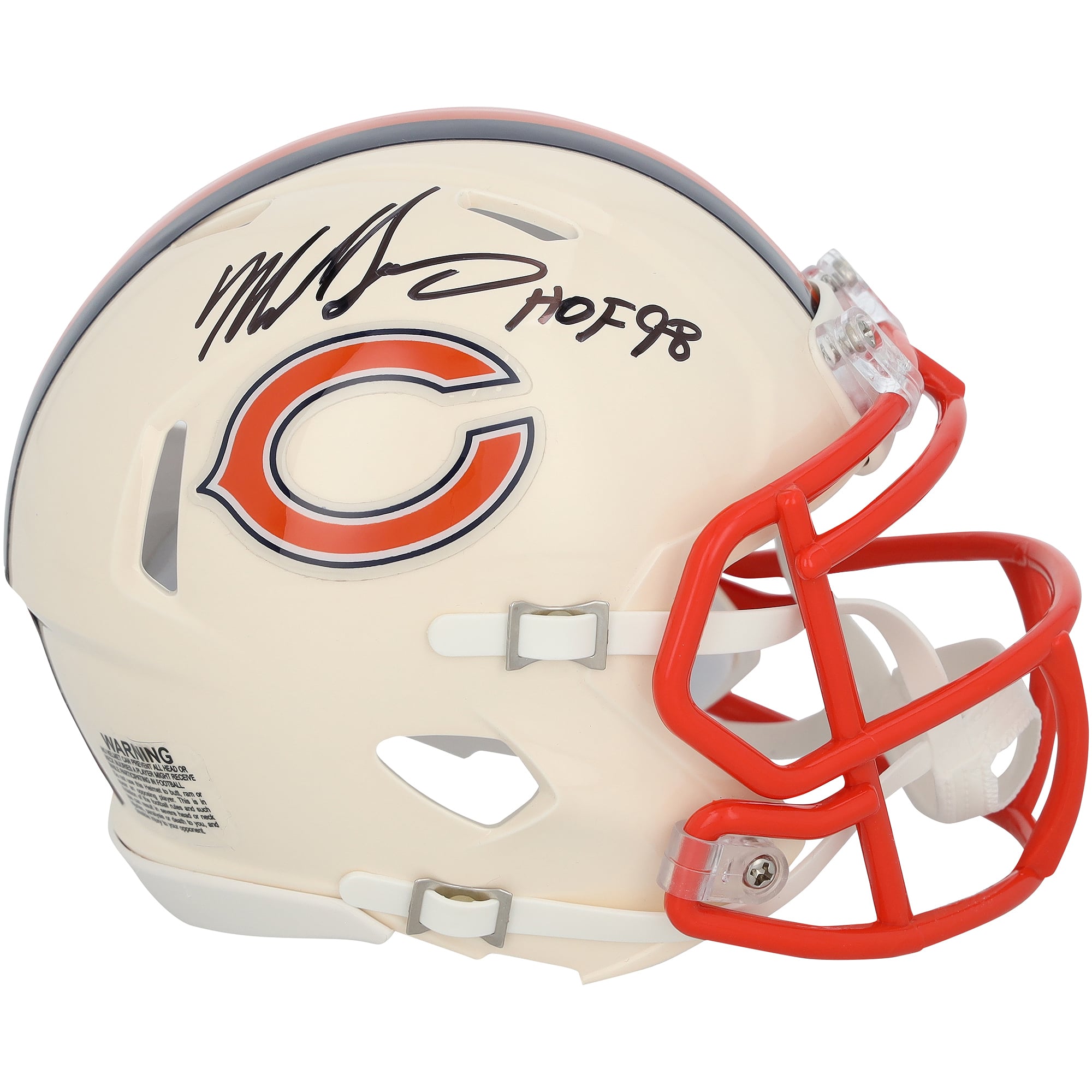Casque miniature rétro Riddell Speed ​​autographié par Mike Singletary des Chicago Bears avec inscription « HOF 98 »
