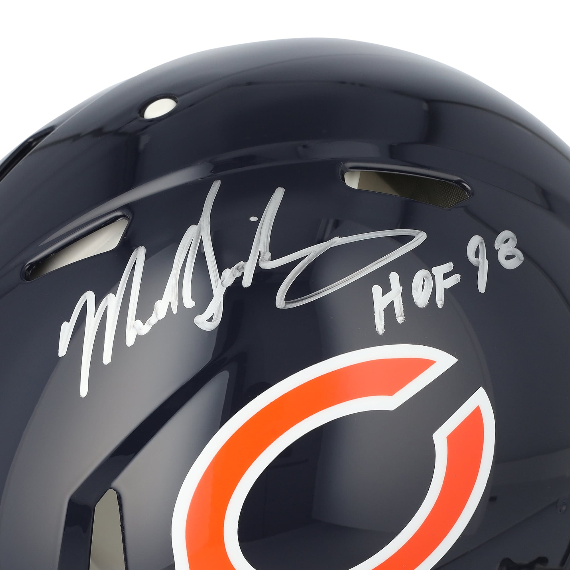 Casque Riddell Speed ​​Authentic autographié par Mike Singletary des Bears de Chicago avec inscription « HOF 98 »