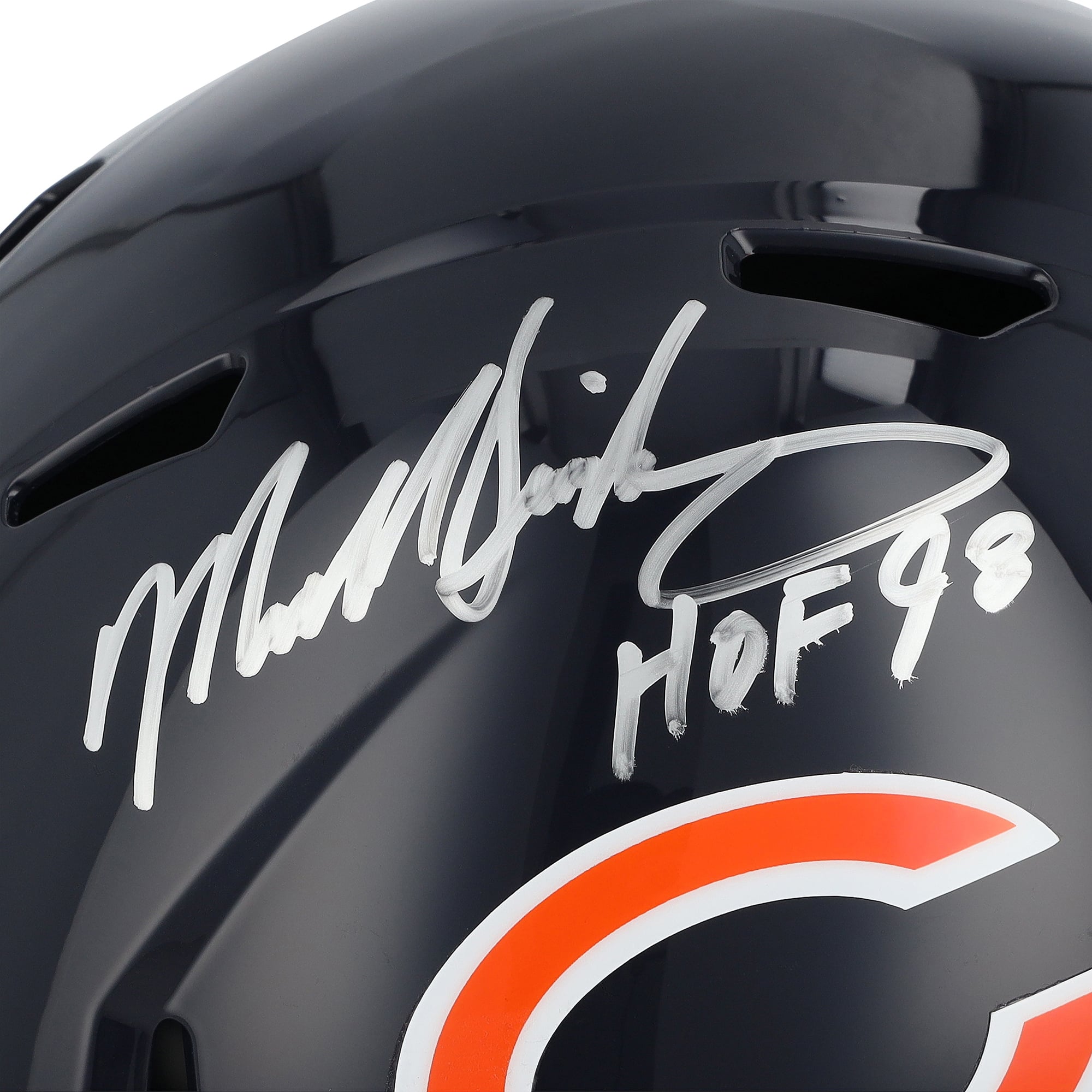 Casque réplique Riddell Speed ​​autographié par Mike Singletary des Bears de Chicago avec inscription « HOF 98 »