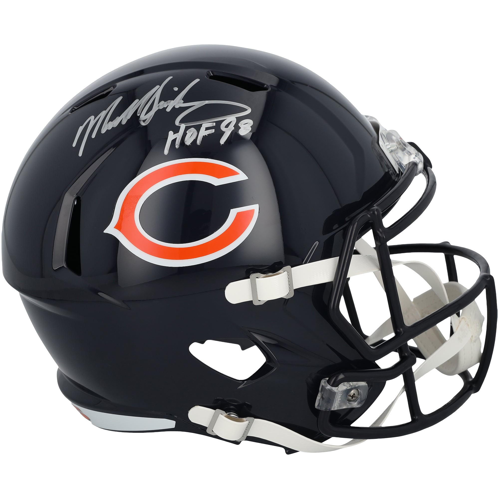 Casque réplique Riddell Speed ​​autographié par Mike Singletary des Bears de Chicago avec inscription « HOF 98 »