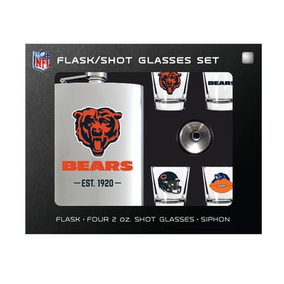  Chicago Bears MOJO Shot Glass & Flask Gift Set