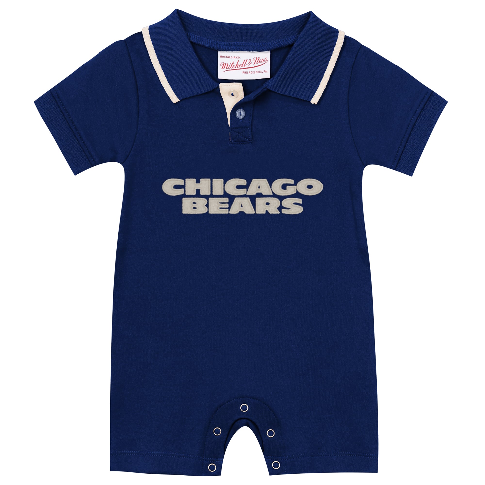 Newborn & Infant Mitchell Ness Navy Chicago Bears Retro Roots Rugby Romper