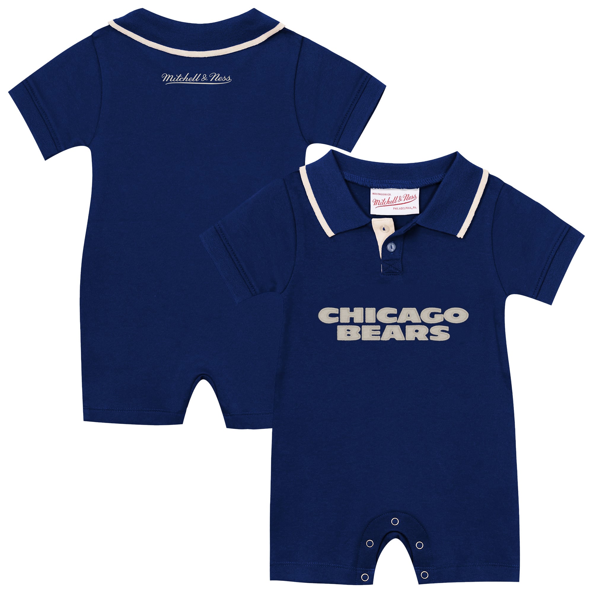 Newborn & Infant Mitchell Ness Navy Chicago Bears Retro Roots Rugby Romper