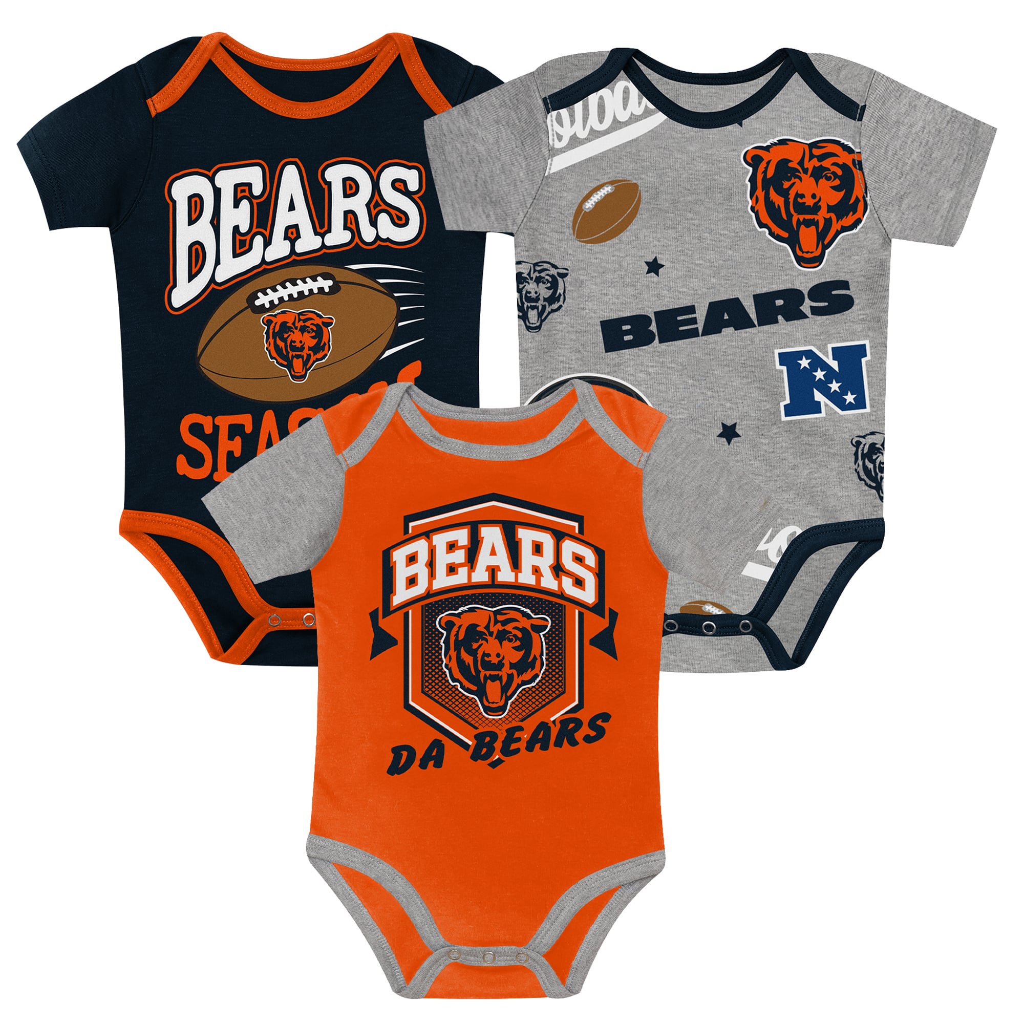 Newborn Outerstuff Chicago Bears First Round Pick Three-Piece Bodysuit Set