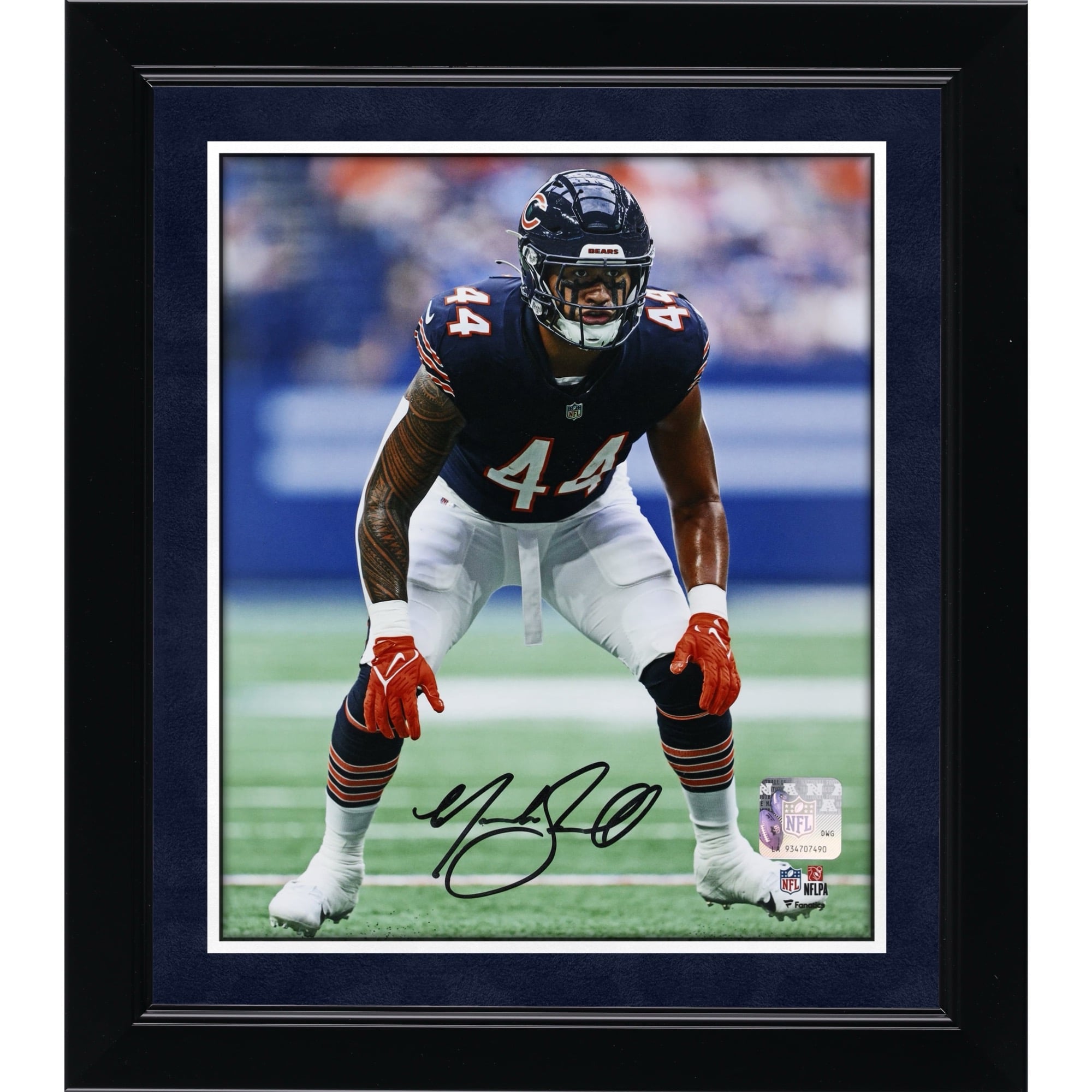 Noah Sewell Chicago Bears Autographed 8" x 10" Vertical Defensive Stance Photograph