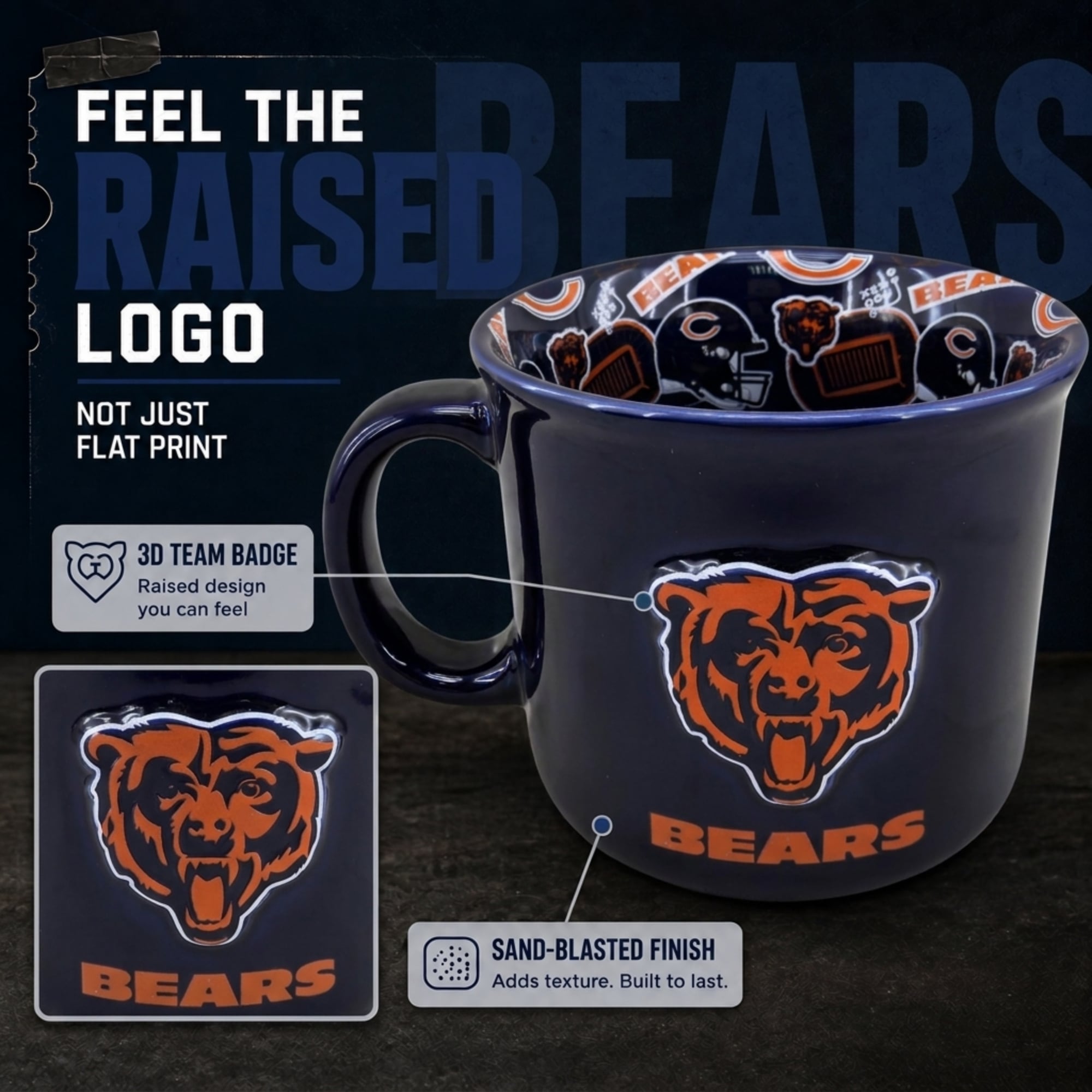 Mug Pegasus Chicago Bears 17 oz à l'envers