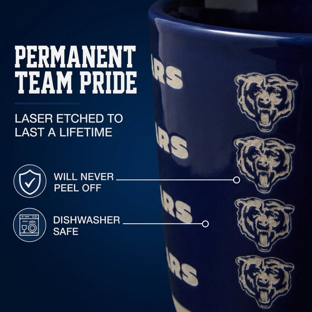 Mug Pegasus Chicago Bears 17 oz, logo ton sur ton, finition sablée