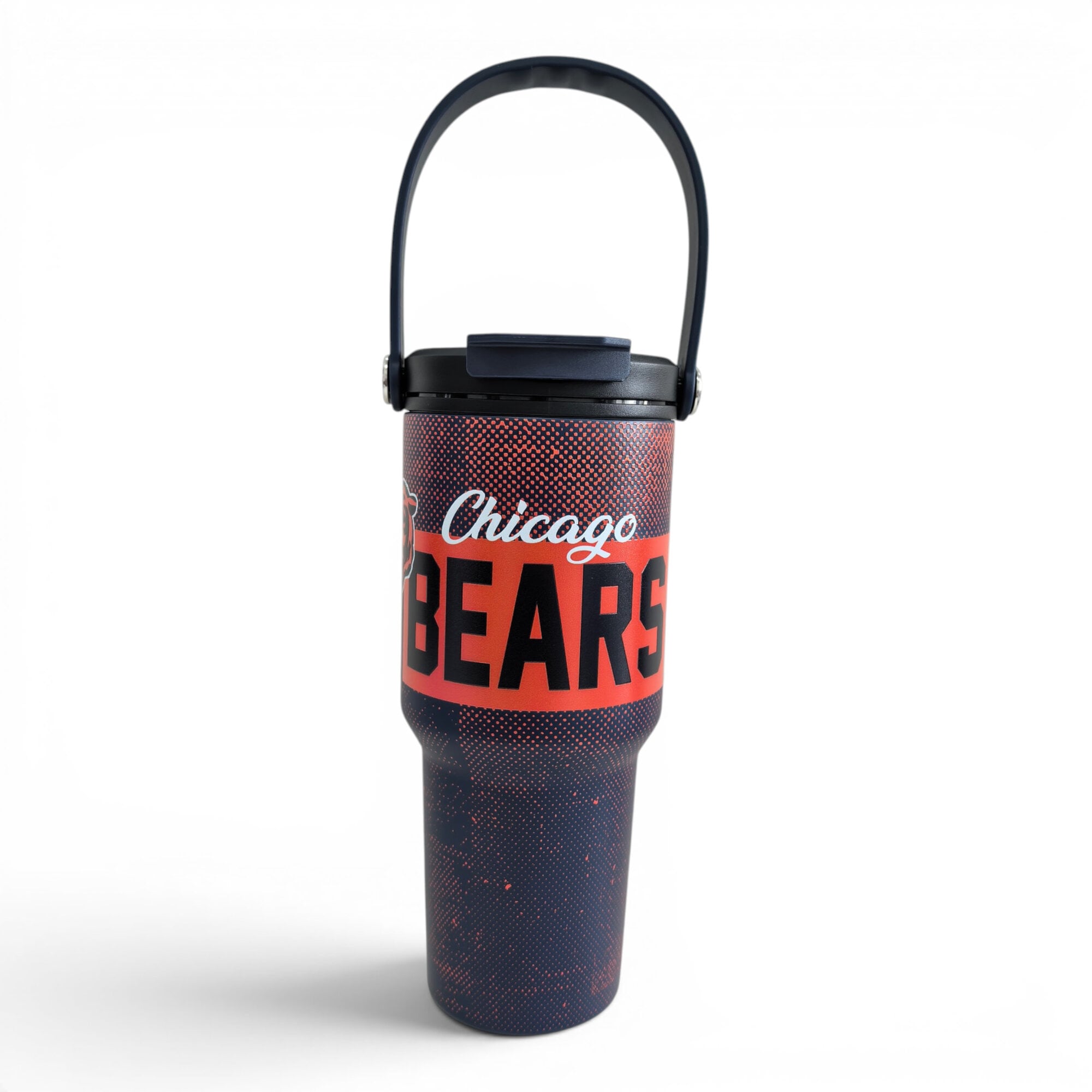 Gourde Pegasus Chicago Bears 710 ml (24 oz) en acier inoxydable à double bouchon et motif moucheté dégradé