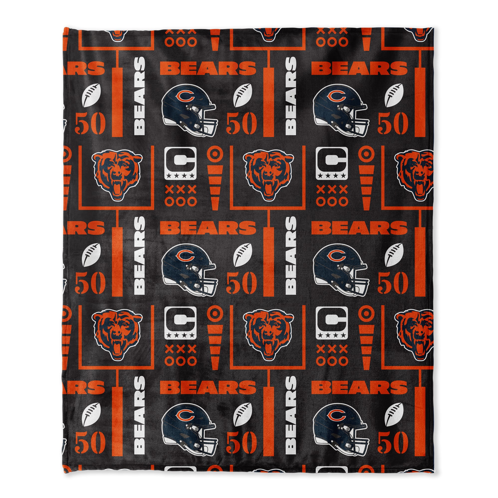 Pegasus Chicago Bears 50" x 60" Blackout Team Spirit Ultra Soft Throw & Plush Football Combo Pack