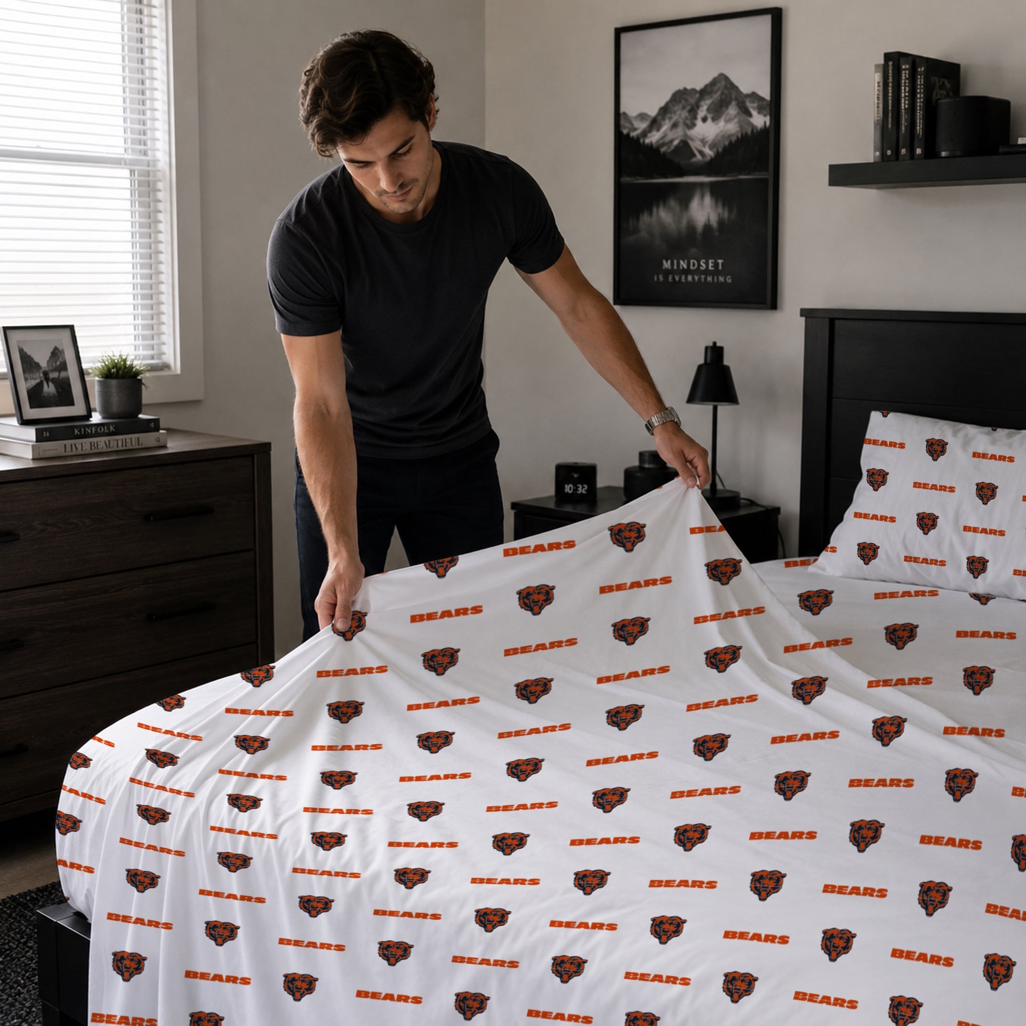 Ensemble de draps quatre pièces Pegasus Chicago Bears pour lit queen