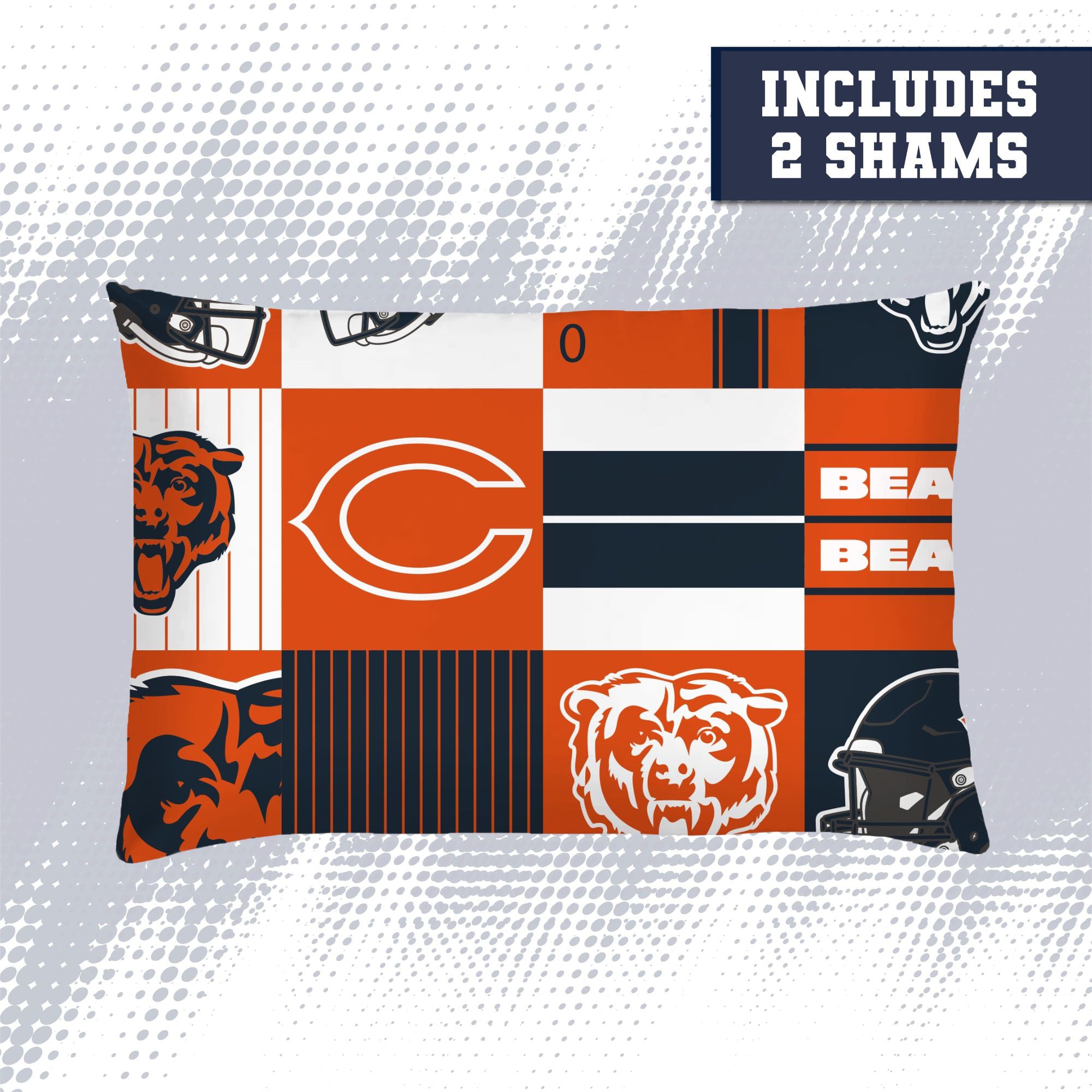 Ensemble de literie trois pièces à carreaux patchwork Pegasus Chicago Bears (grand lit/queen)