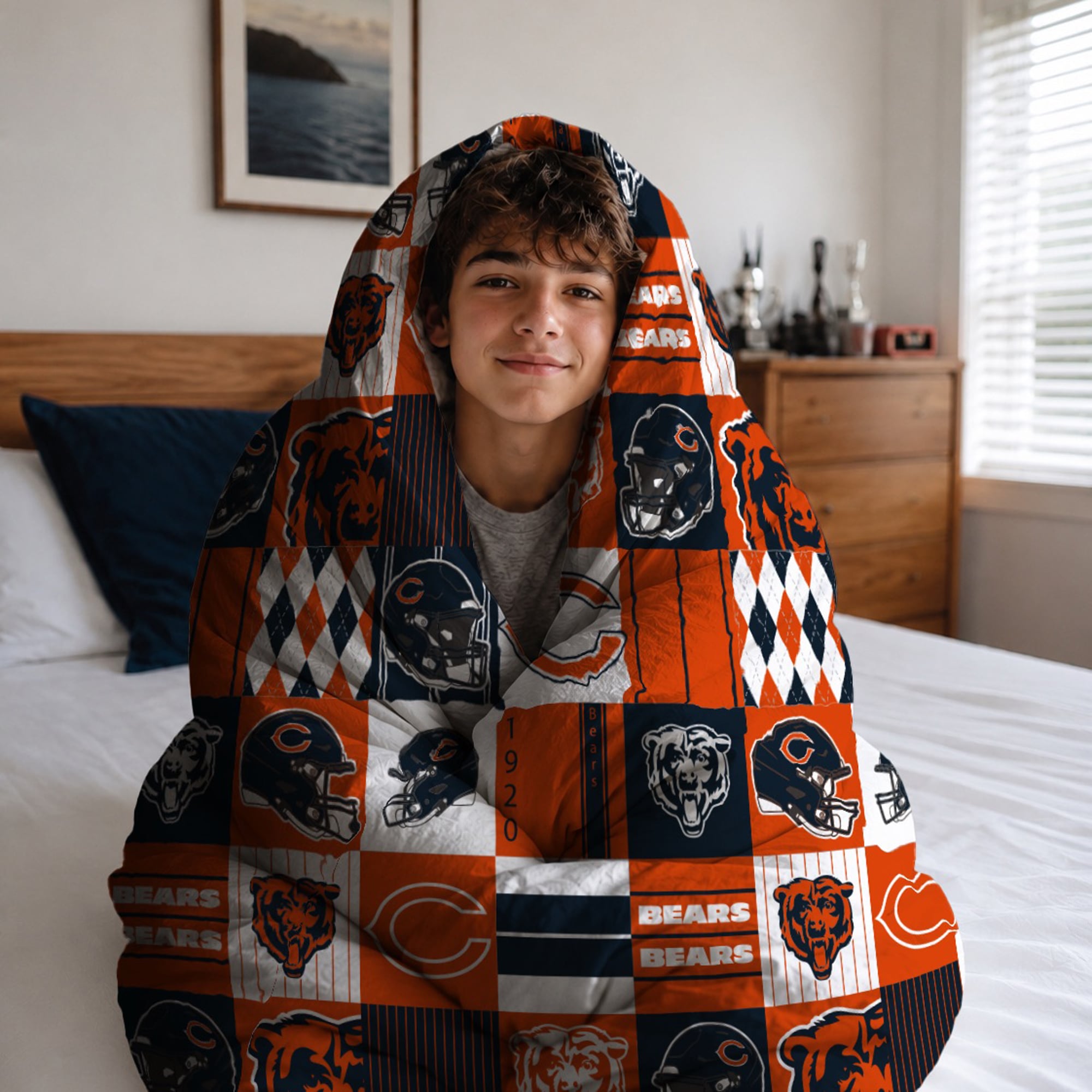 Ensemble de literie trois pièces à carreaux patchwork Pegasus Chicago Bears (grand lit/queen)