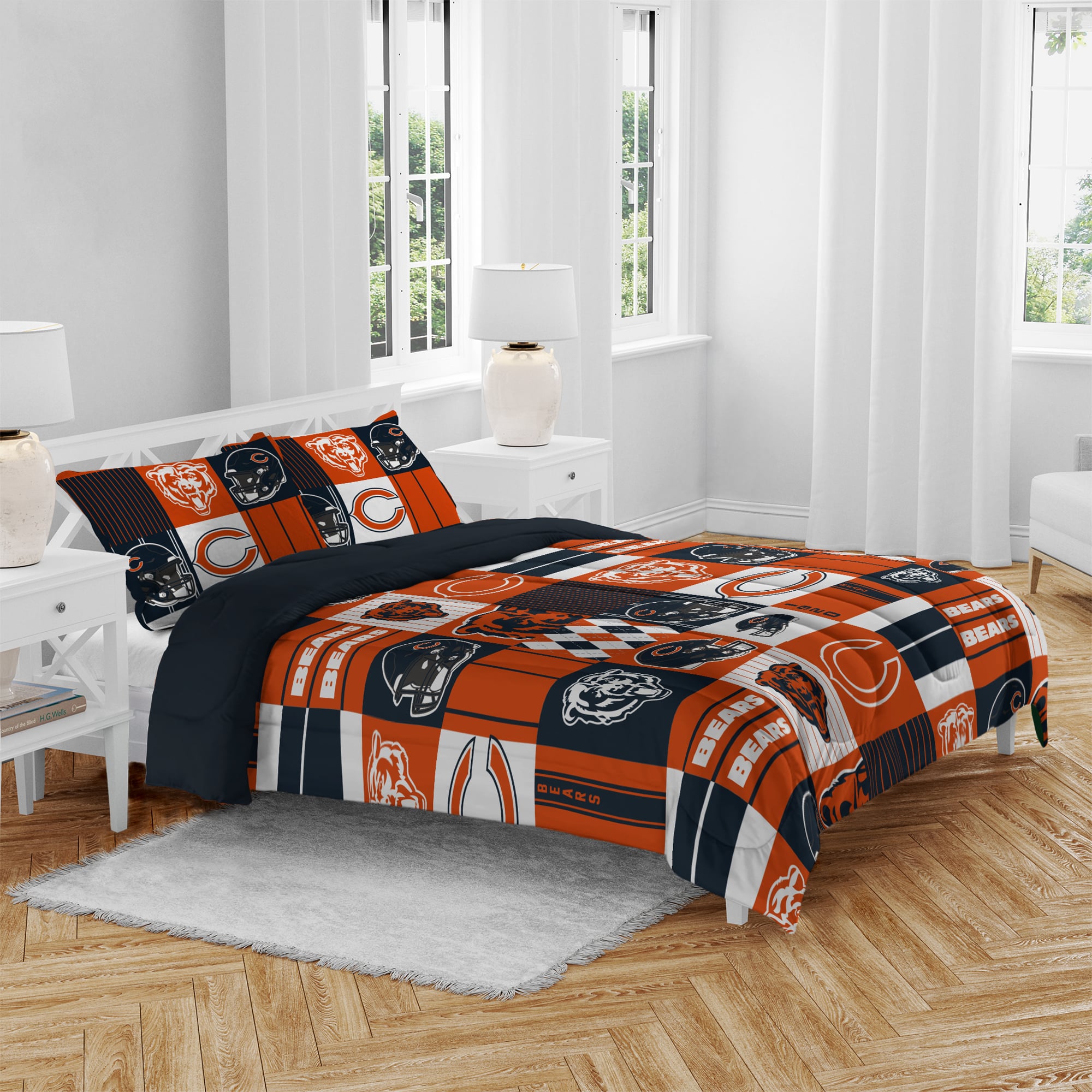 Ensemble de literie trois pièces à carreaux patchwork Pegasus Chicago Bears (grand lit/queen)