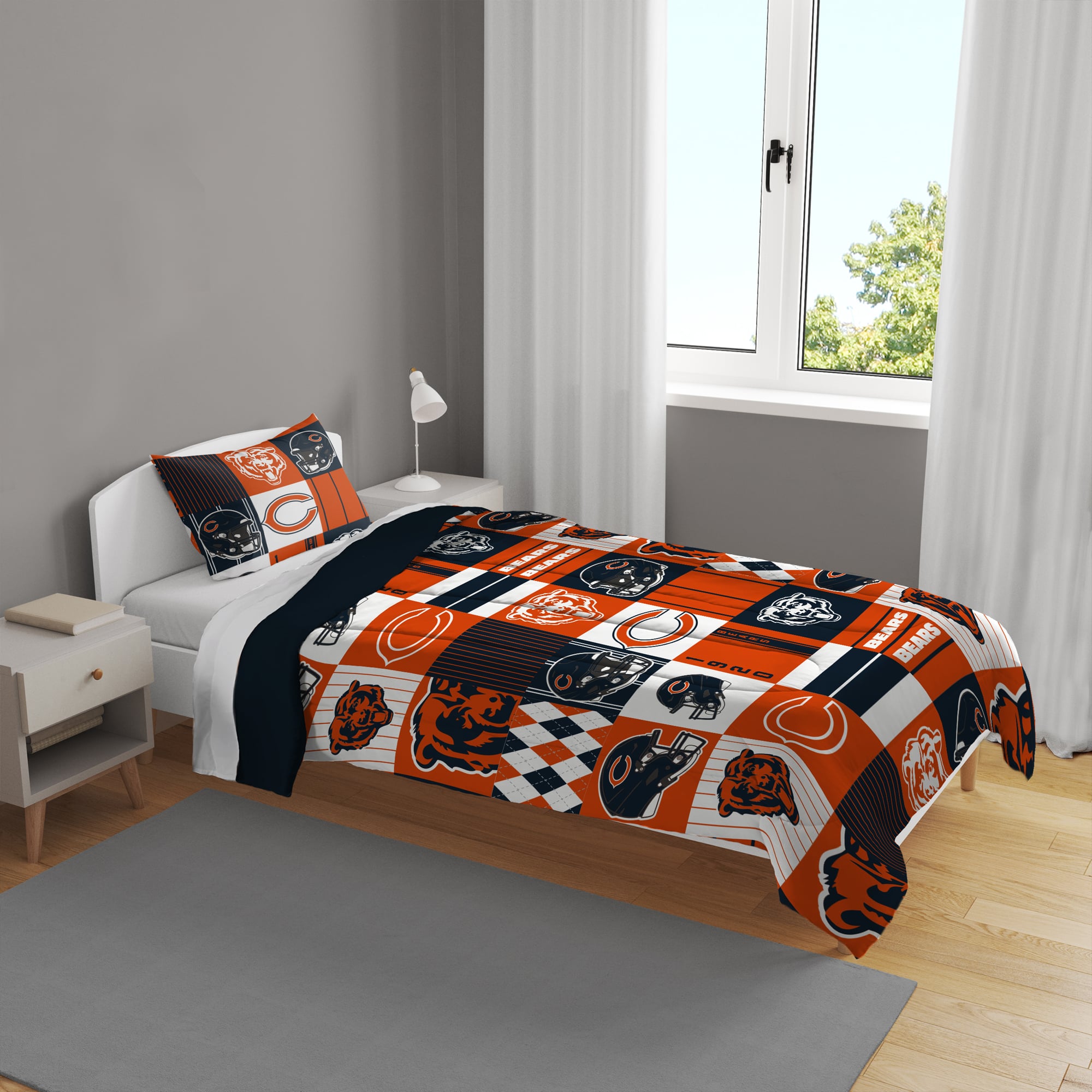 Ensemble de literie deux pièces Pegasus Chicago Bears Patchwork Plaid Twin/Twin XL