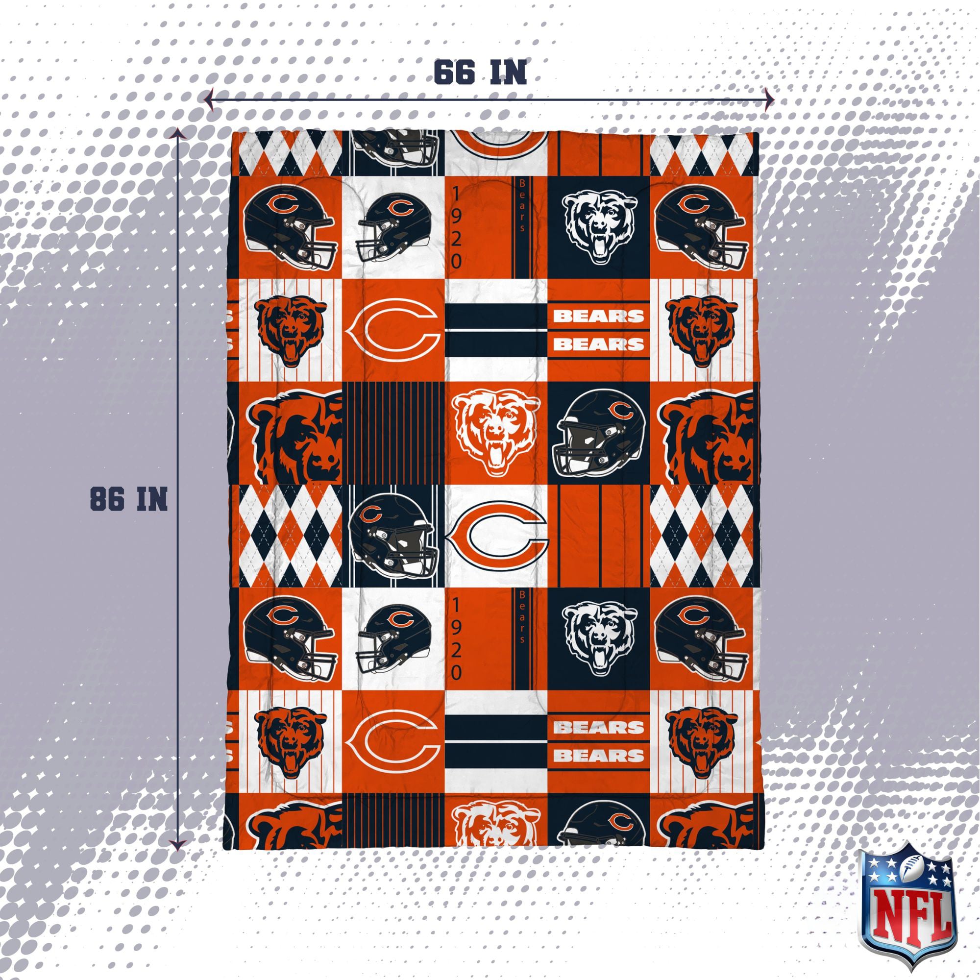 Ensemble de literie deux pièces Pegasus Chicago Bears Patchwork Plaid Twin/Twin XL