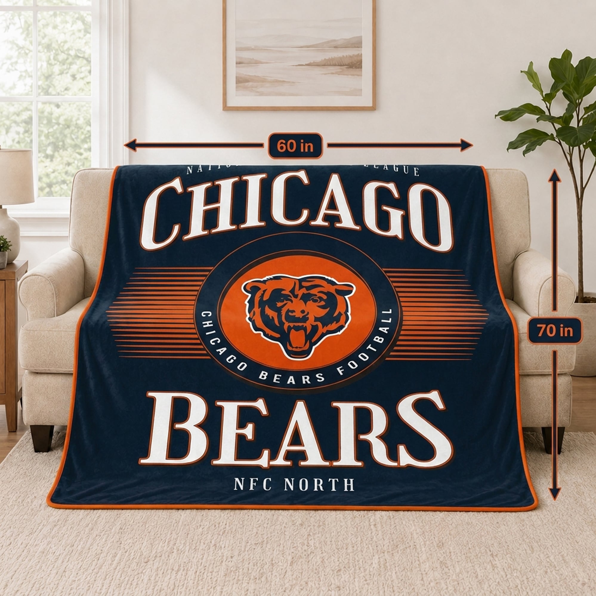 Couverture ultra douce Pegasus Chicago Bears Spotlight Arch 60" x 70"