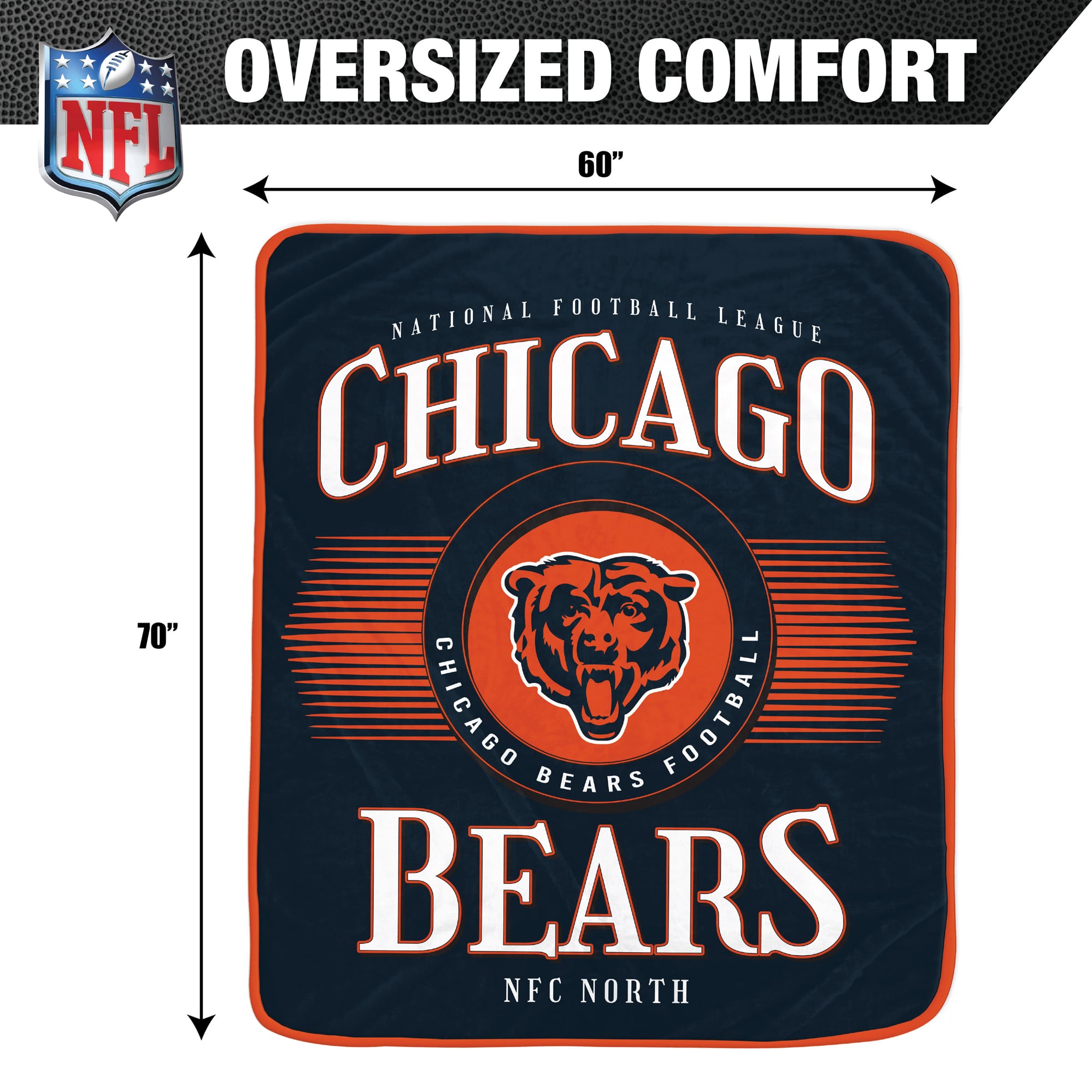 Couverture ultra douce Pegasus Chicago Bears Spotlight Arch 60" x 70"