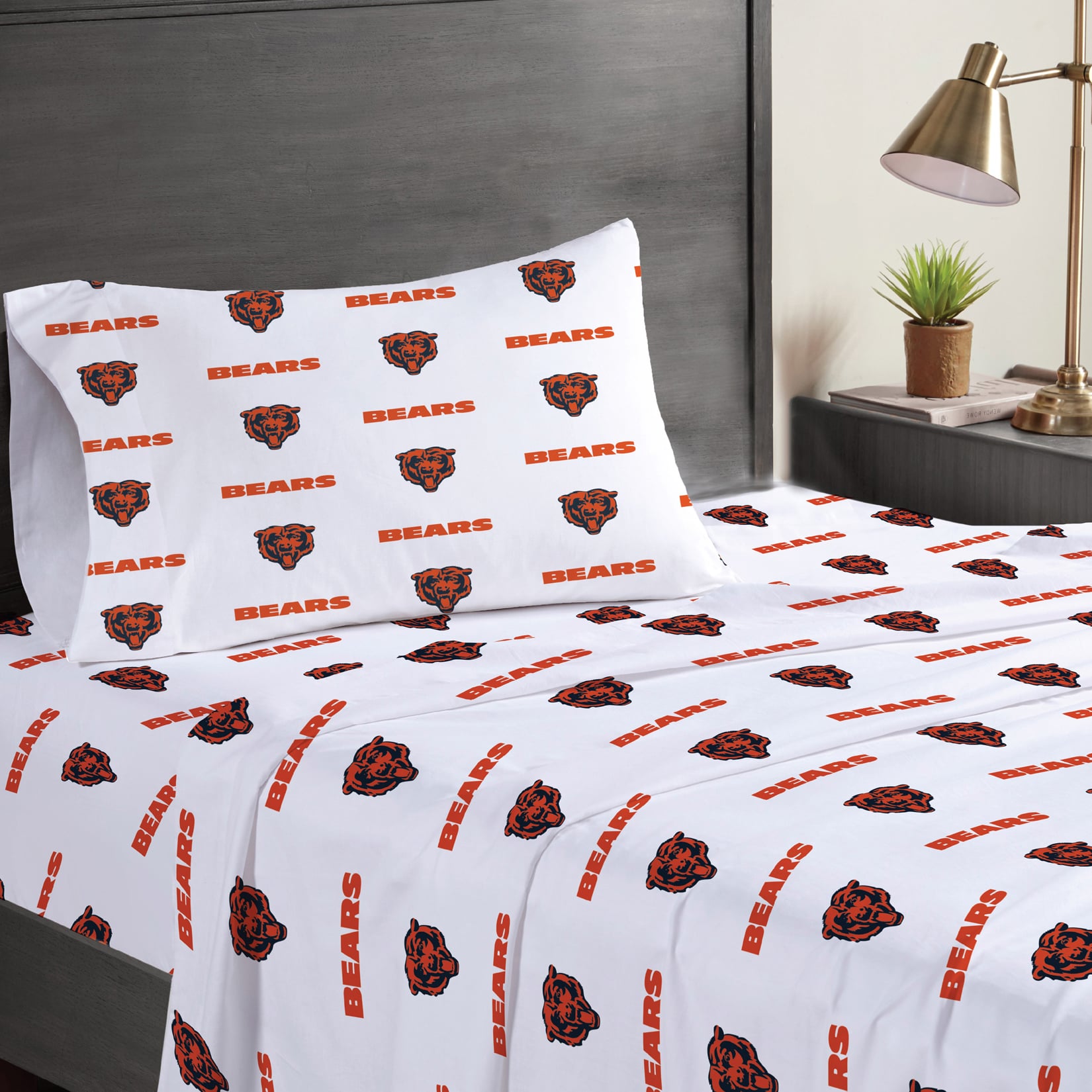 Ensemble de draps trois pièces Pegasus Chicago Bears pour lit simple