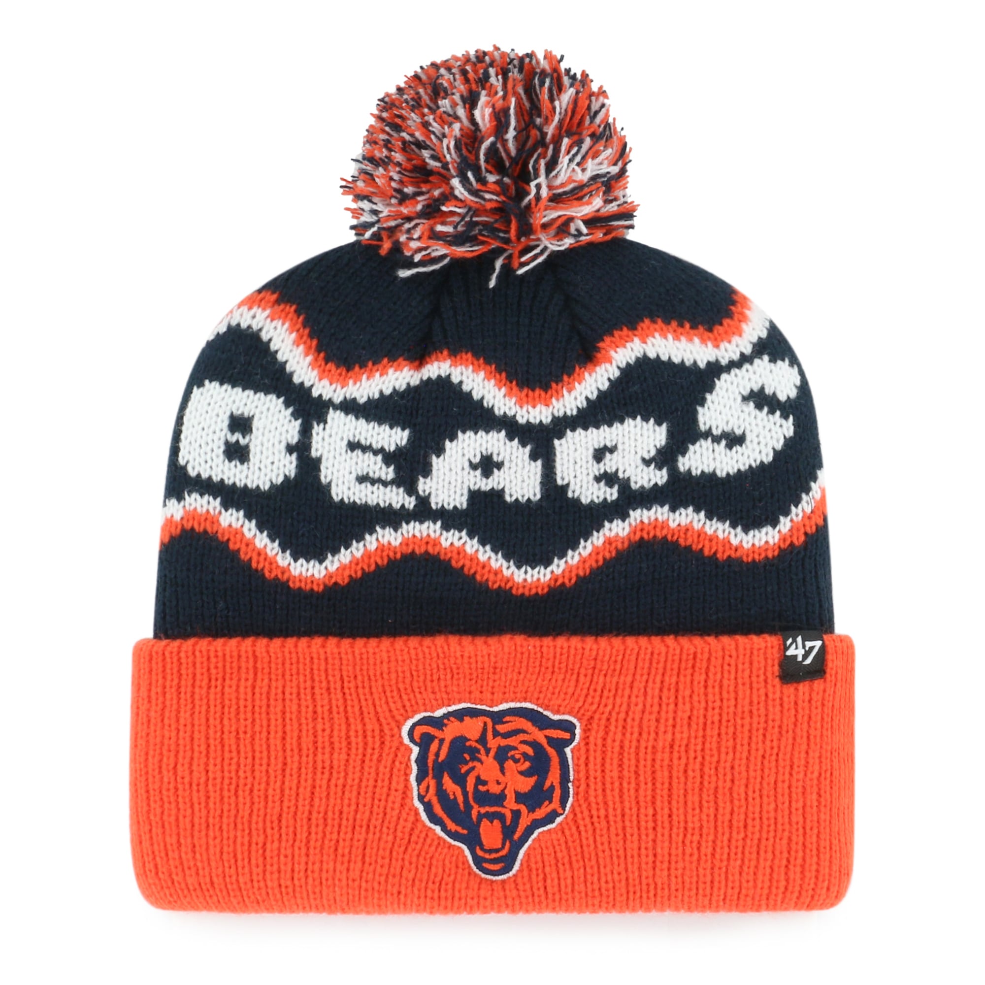 Bonnet tricoté à revers Chicago Bears bleu marine, modèle 47, pour enfants d'âge préscolaire.