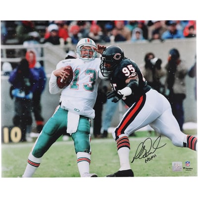 Richard Dent Chicago Bears Autographed Fanatics Authentic 16" x 20" Sacking Dan Marino Photograph with "HOF 11" Inscription