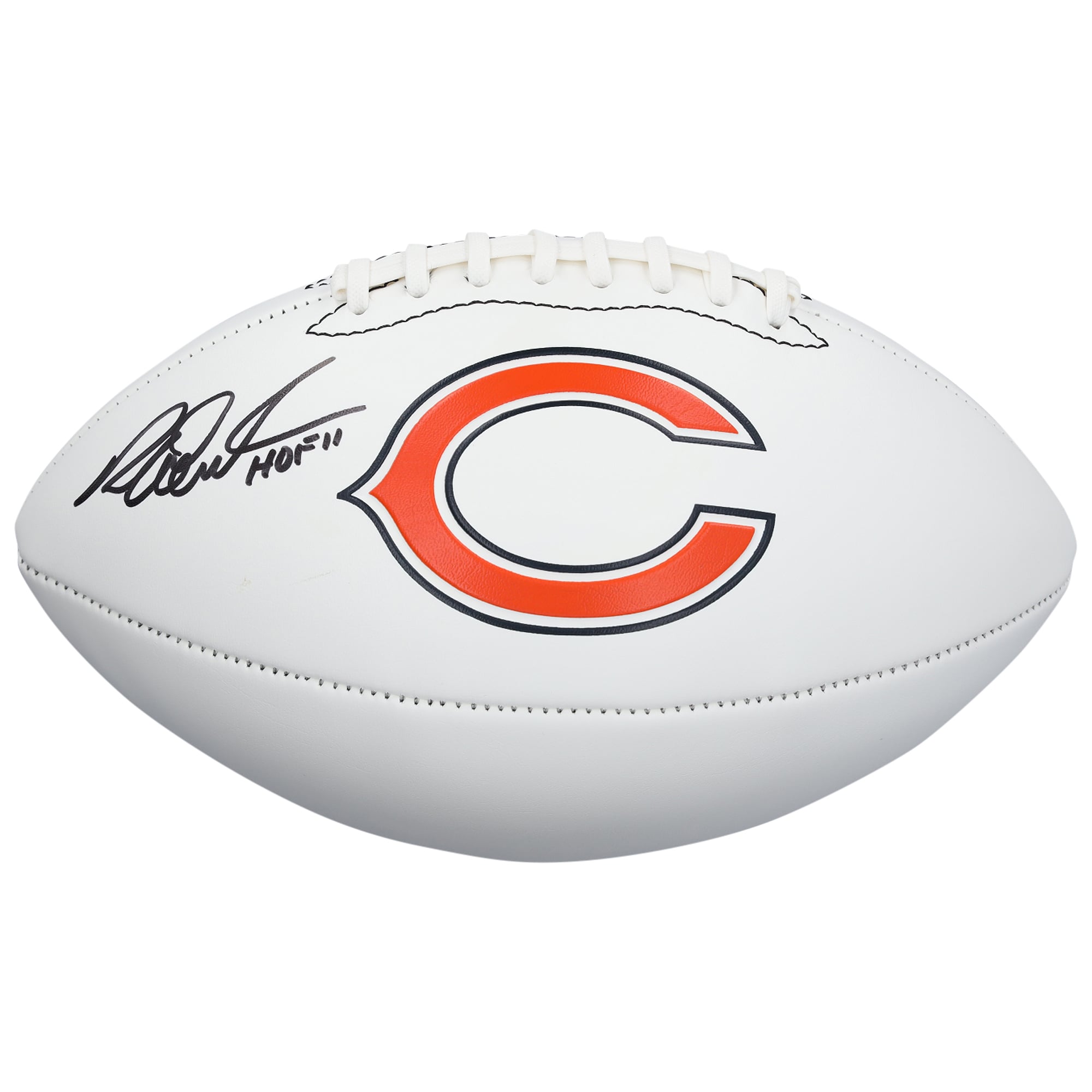 Ballon de football américain Franklin White Panel autographié par Richard Dent des Chicago Bears, avec inscription « HOF 11».